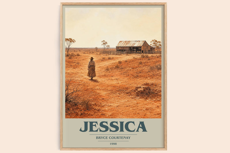Jessica book cover book poster by Bryce Courtenay – framed literary art print