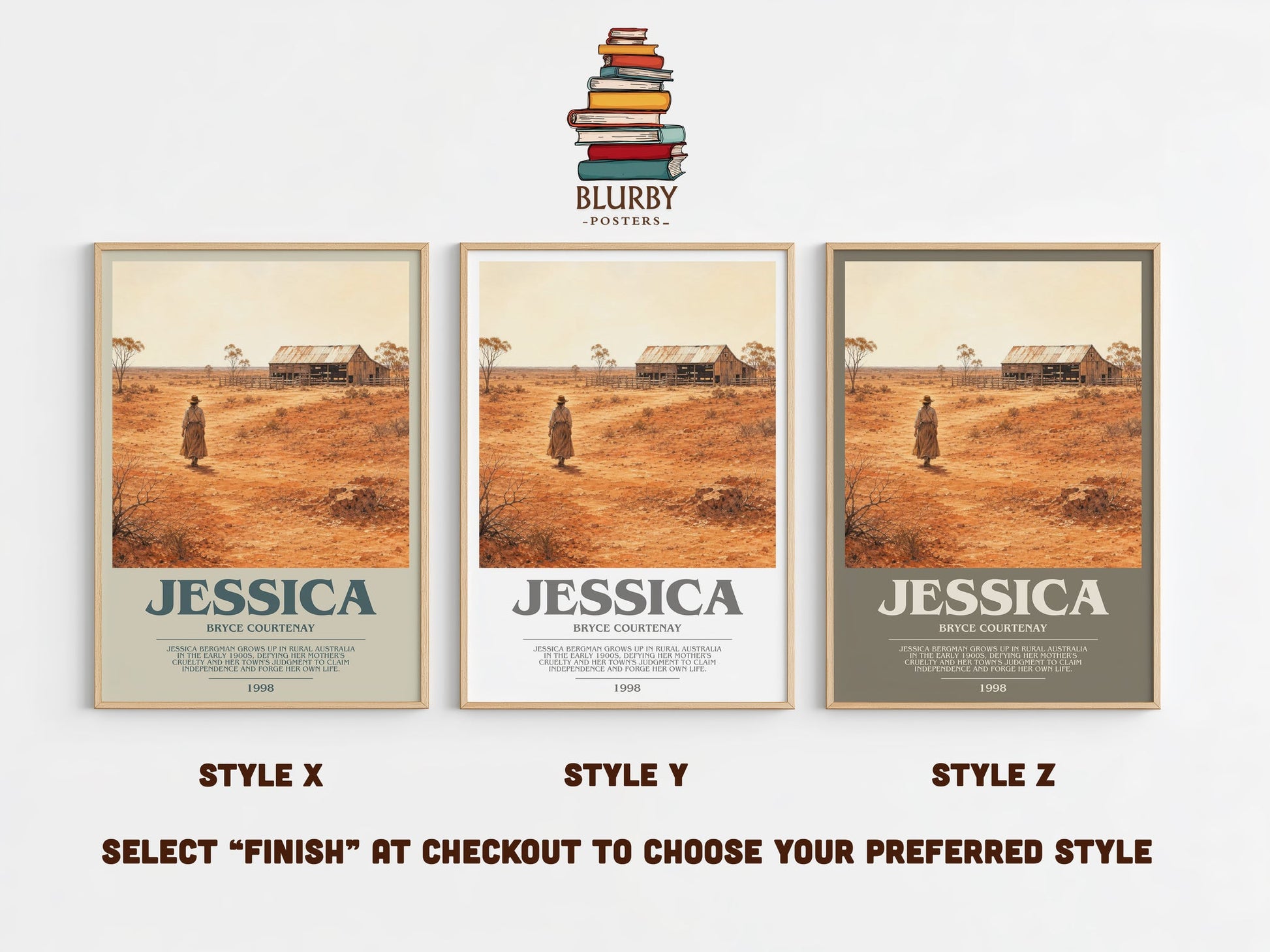 Jessica bookish print in frame leaning in hallway – historical fiction wall art