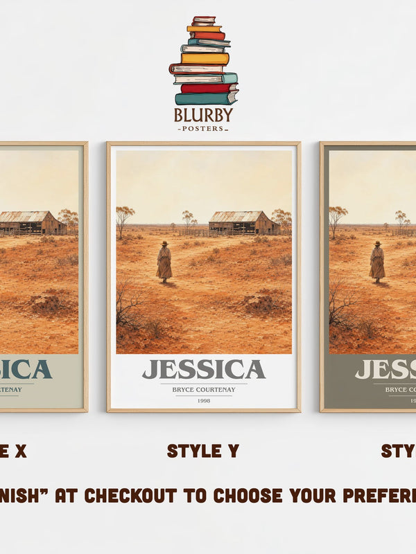 Jessica book cover print in frame leaning in hallway – historical fiction wall art