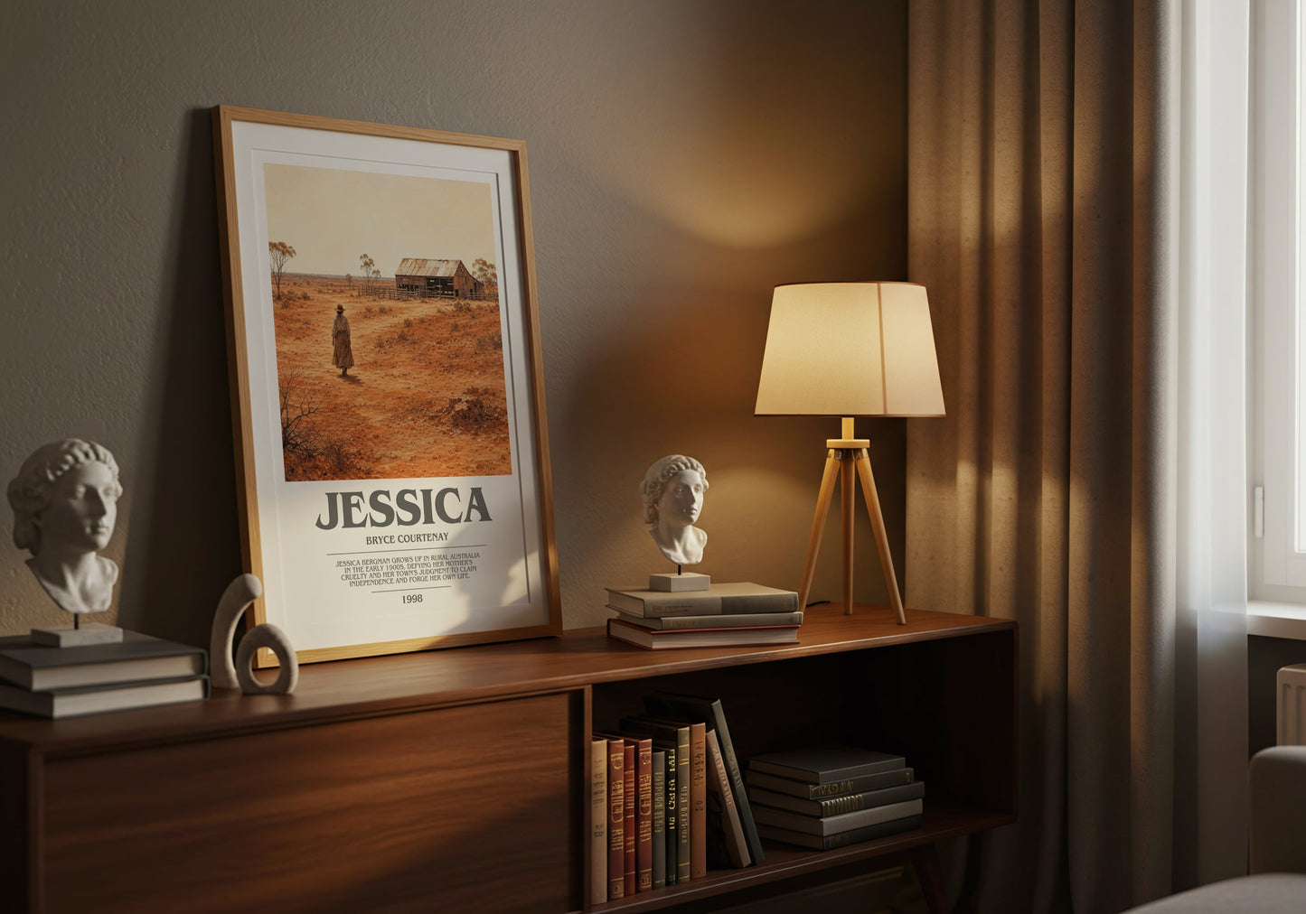 Jessica bookish book poster framed on wall – historical fiction wall art
