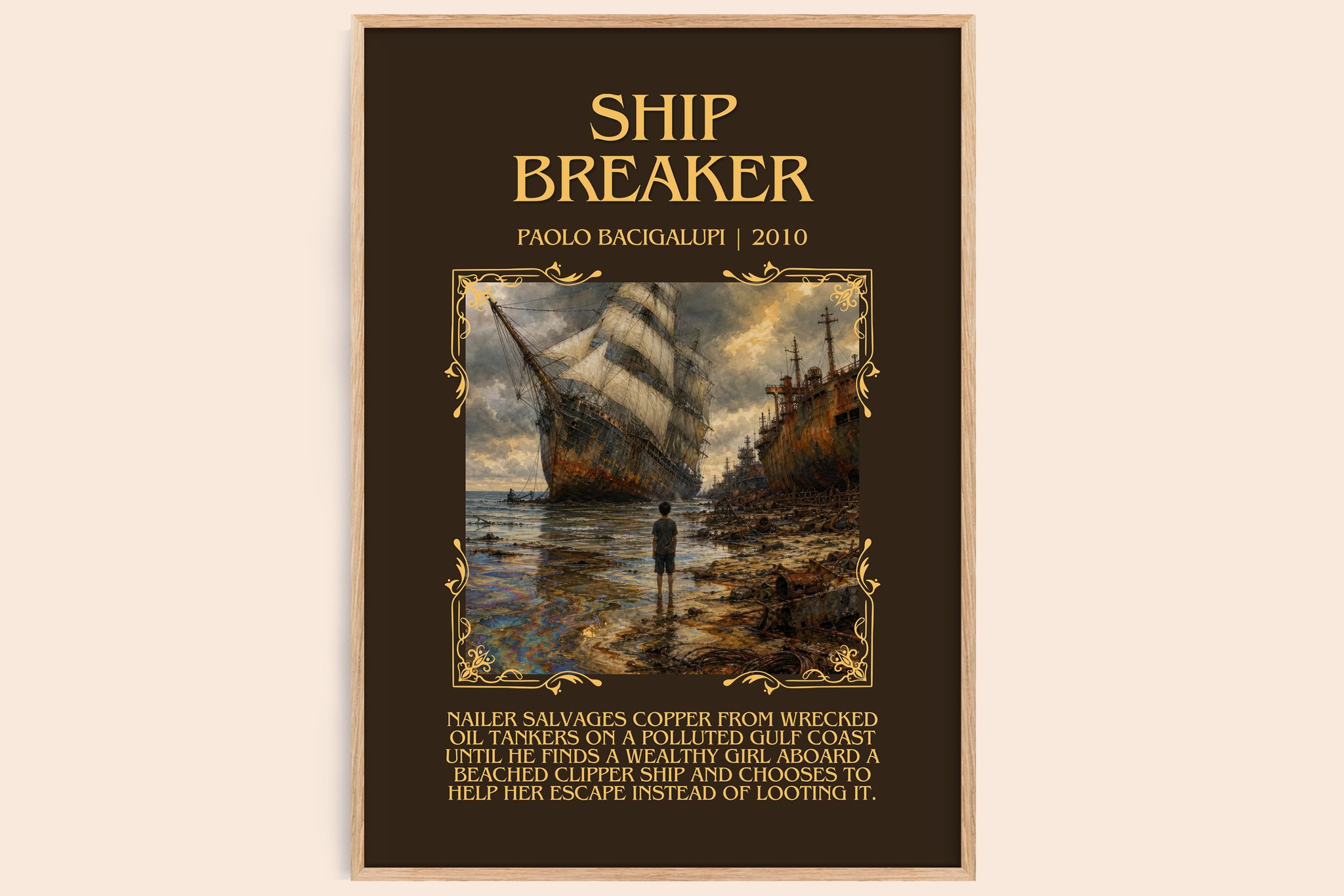 Ship breaker Minimalist Book Poster by Paolo Bacigalupi