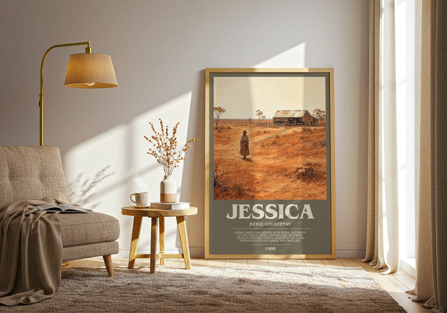 Jessica bookish print on bookshelf – Bryce Courtenay fan gift