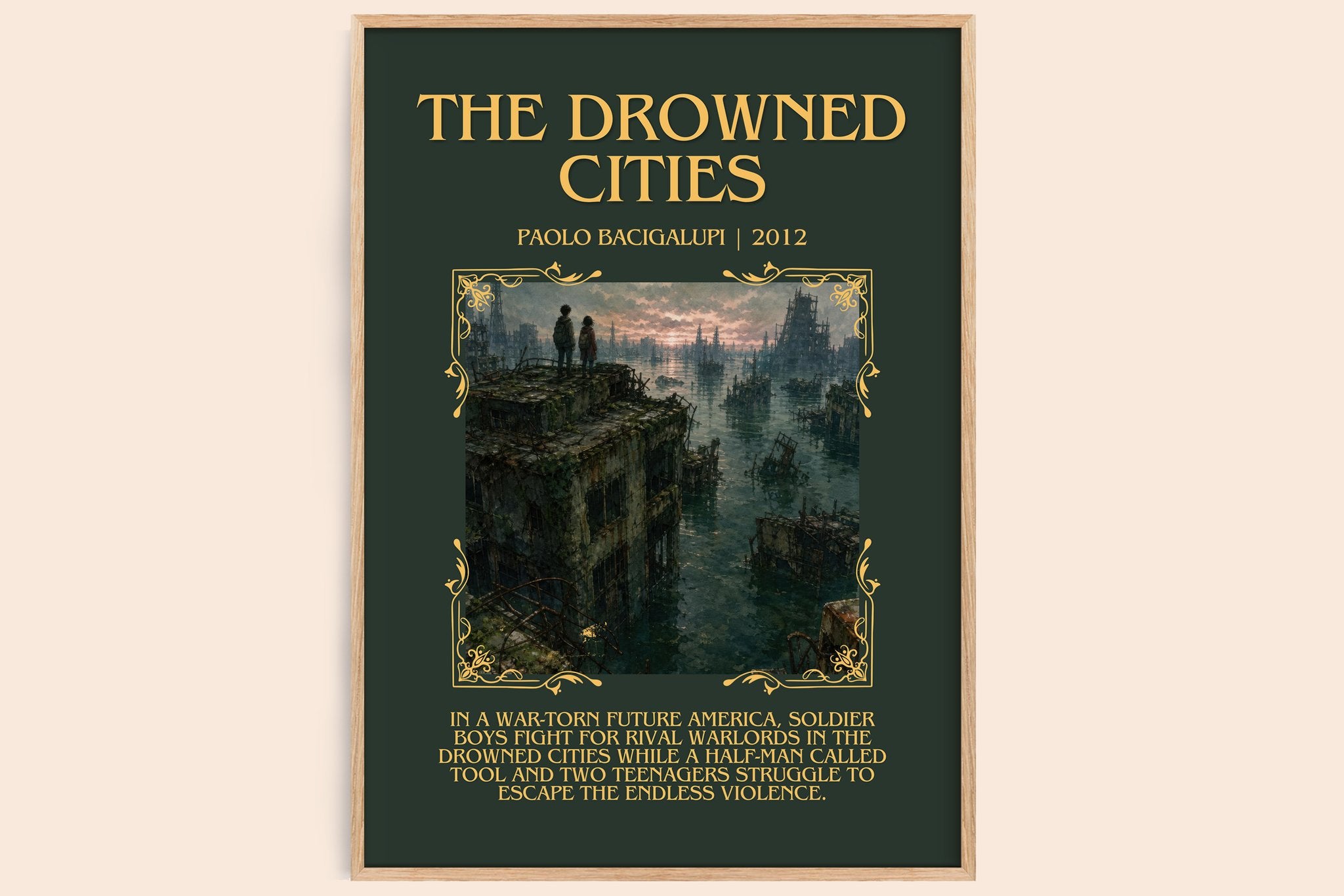 The drowned cities Minimalist Book Poster by Paolo Bacigalupi