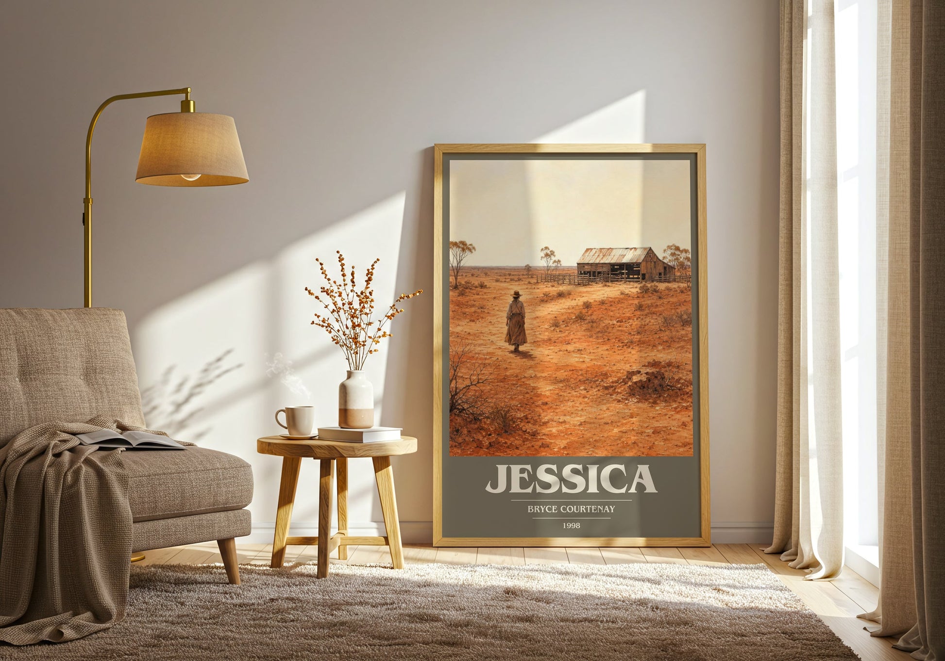 Jessica book cover print on bookshelf – Bryce Courtenay fan gift