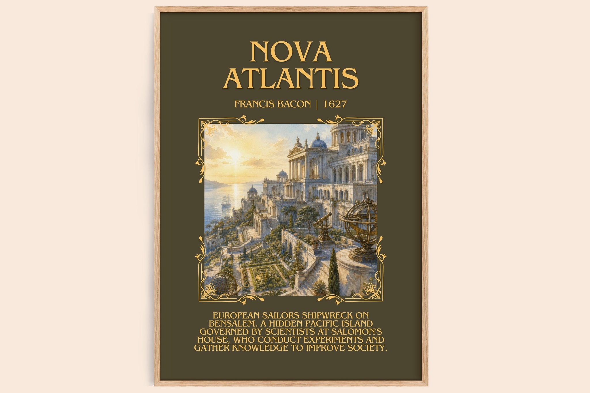 Nova Atlantis Minimalist Book Poster by Francis Bacon