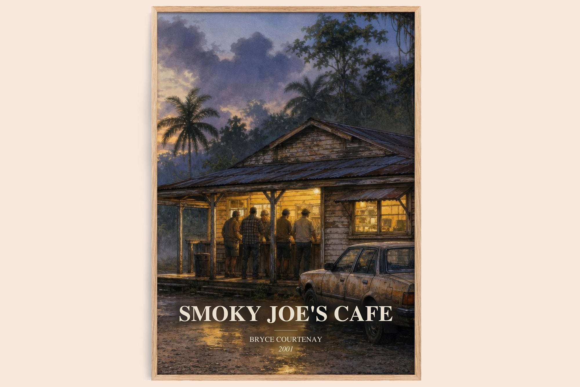 Smoky Joe'S Cafe watercolour book poster by Bryce Courtenay – framed literary art print