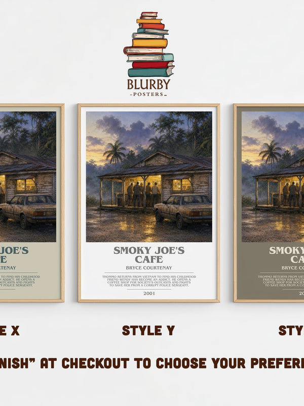 Smoky Joe'S Cafe bookish print in frame leaning in hallway – historical fiction wall art