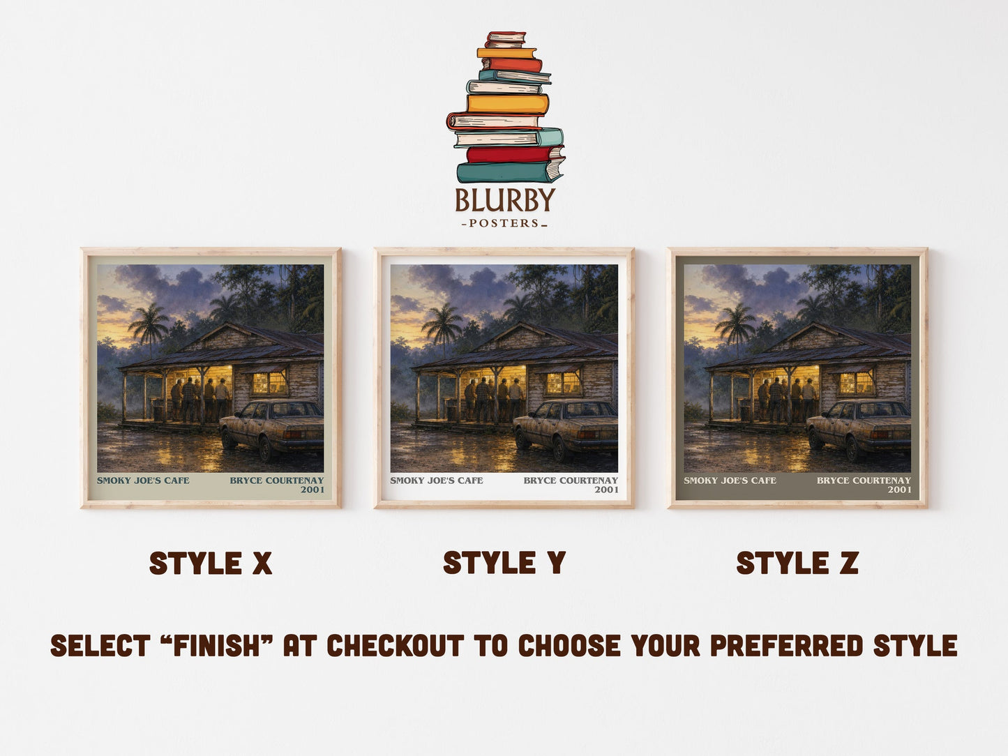 Smoky Joe'S Cafe literary print in frame leaning in hallway – historical fiction wall art