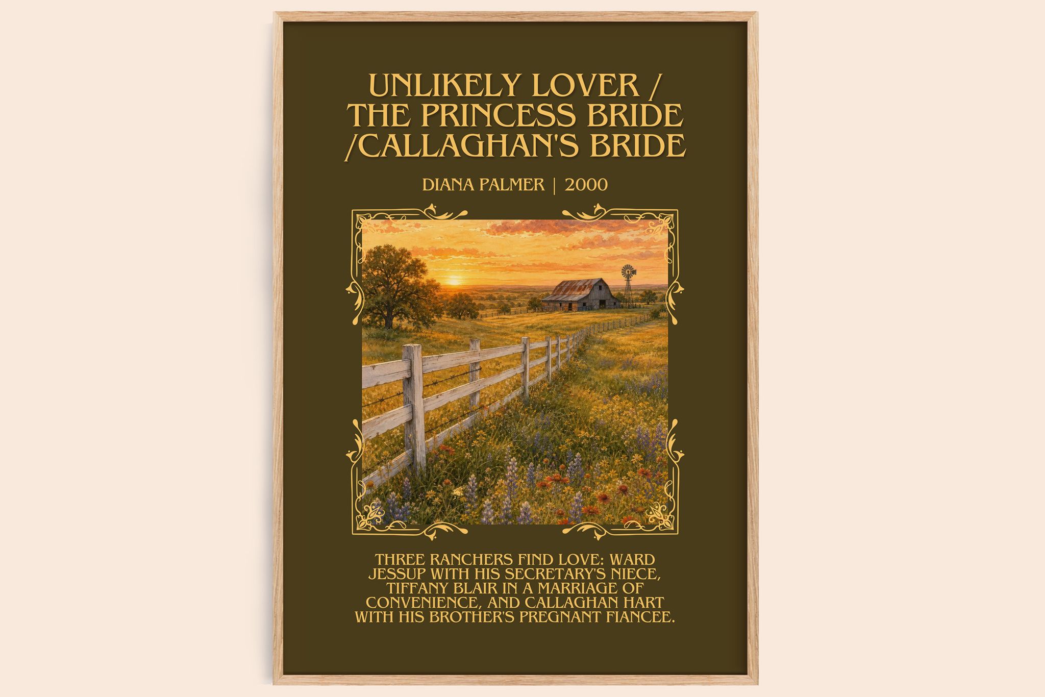 Unlikely Lover / The Princess Bride /Callaghan's Bride Minimalist Book Poster by Diana Palmer