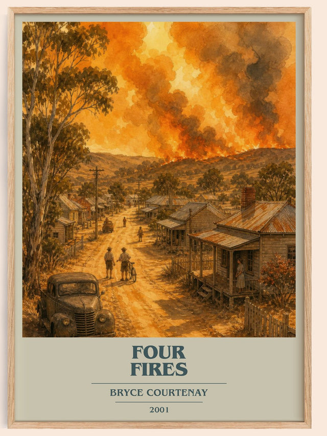 Four Fires Book Cover Poster by Bryce Courtenay