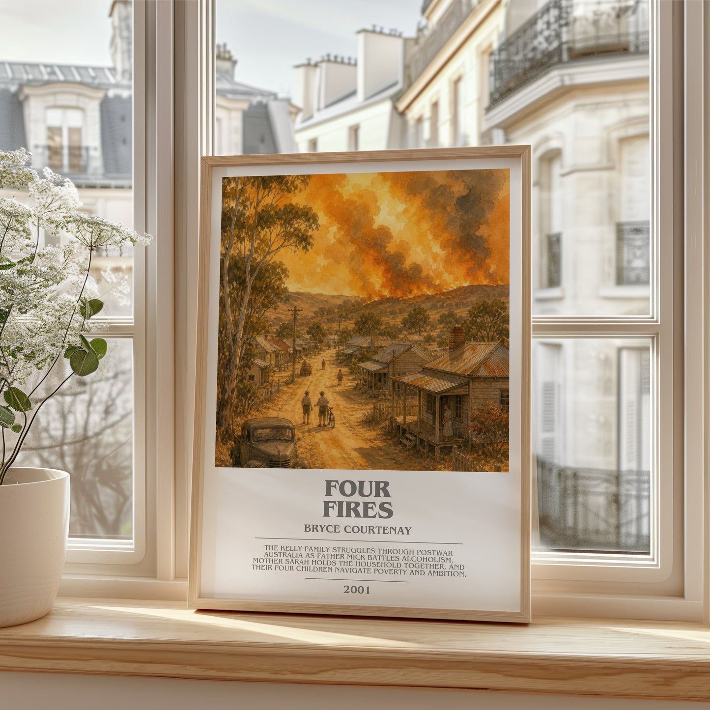 Four Fires bookish poster colour and style options – Bryce Courtenay book art