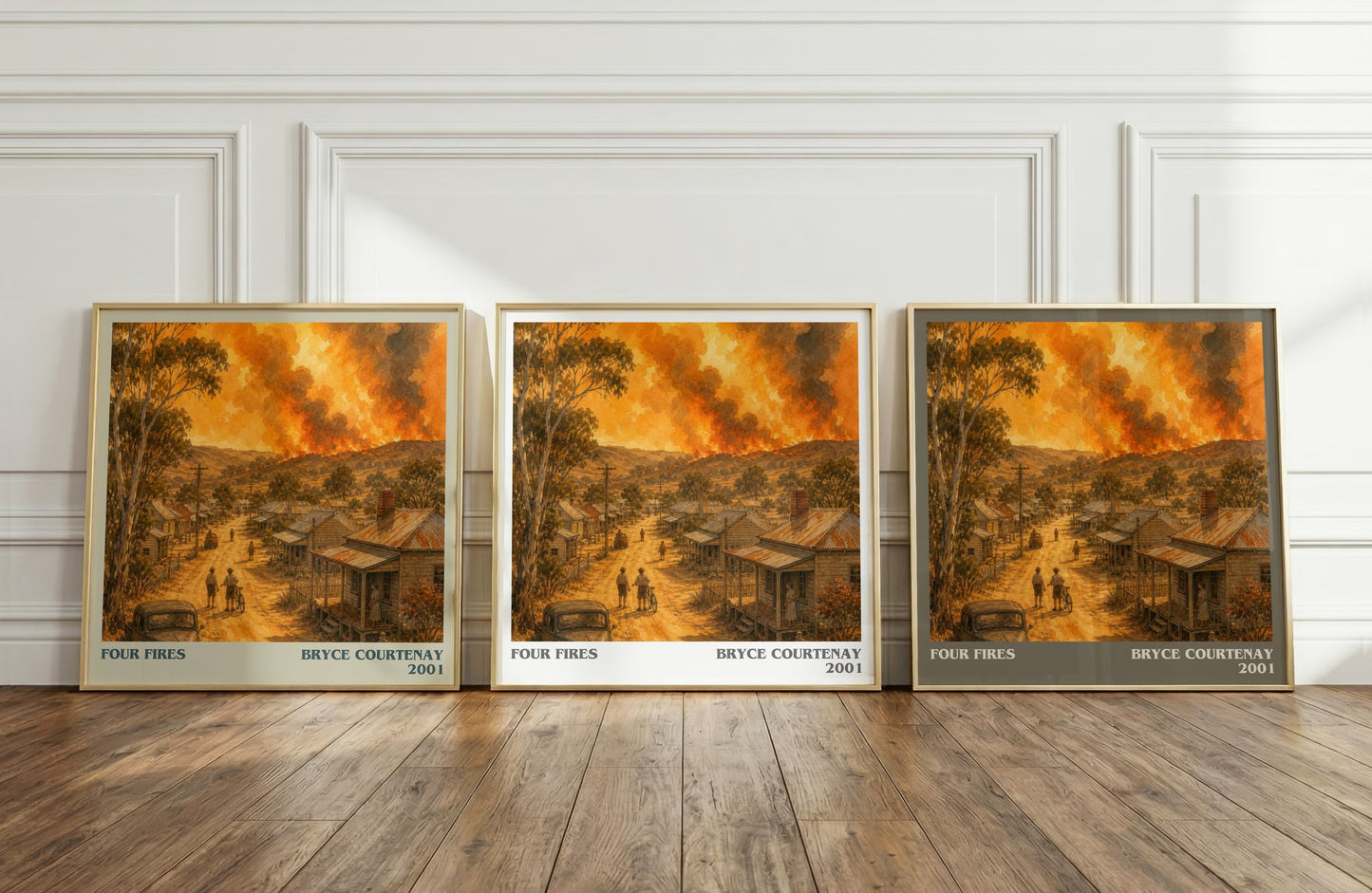 Four Fires literary art print colour and style options – Bryce Courtenay book art