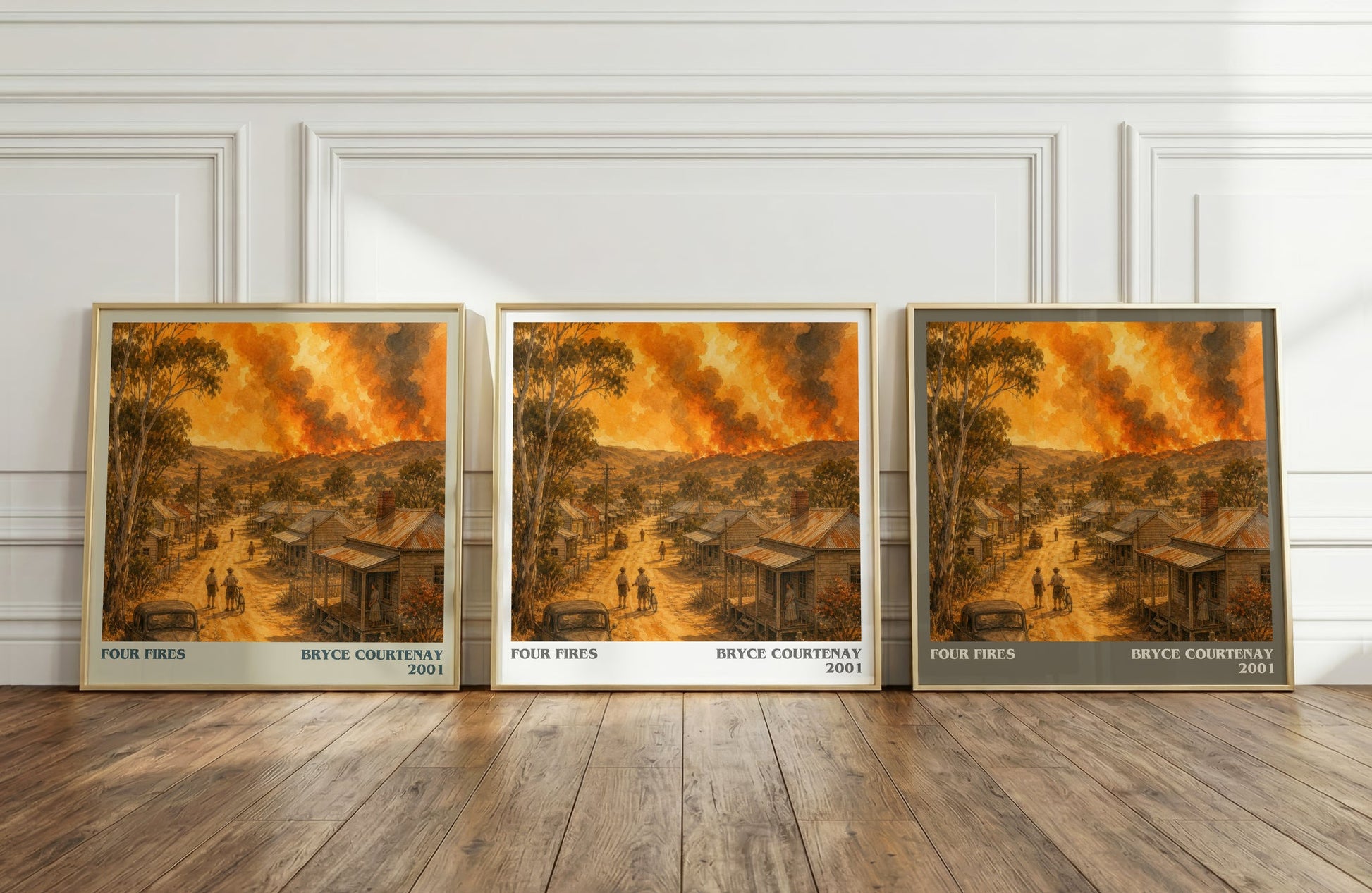 Four Fires literary art print colour and style options – Bryce Courtenay book art