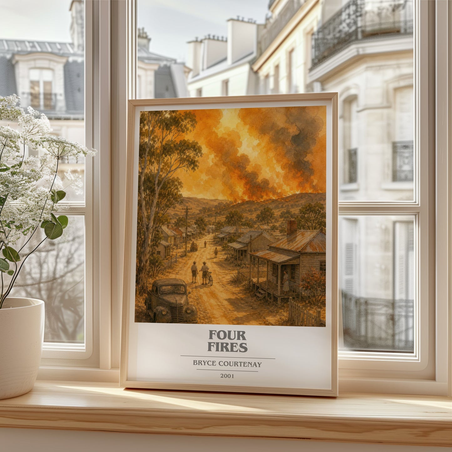 Four Fires book cover poster colour and style options – Bryce Courtenay book art