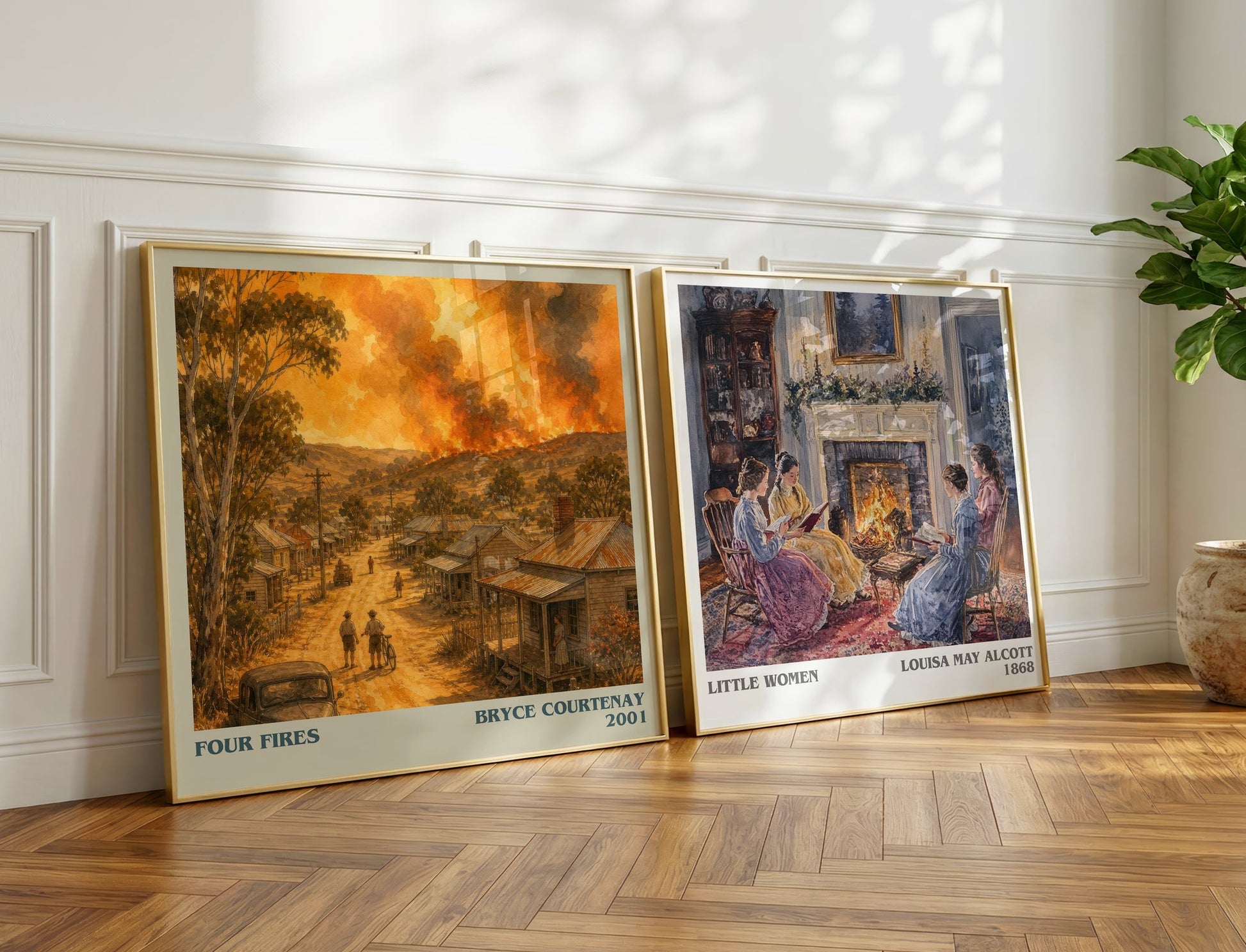 Four Fires literary print on bookshelf – Bryce Courtenay fan gift