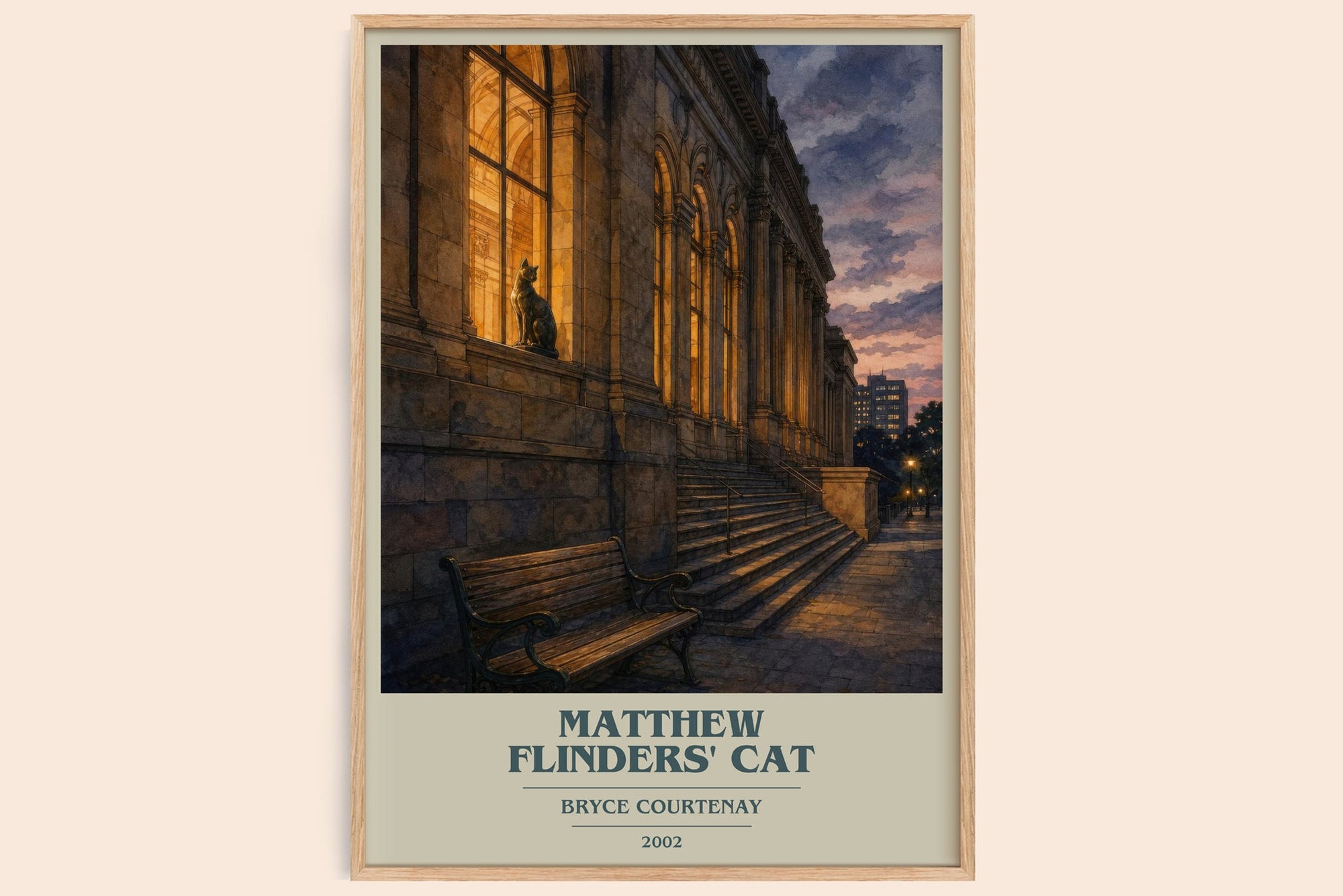 Matthew Flinders' Cat book cover book poster by Bryce Courtenay – framed literary art print