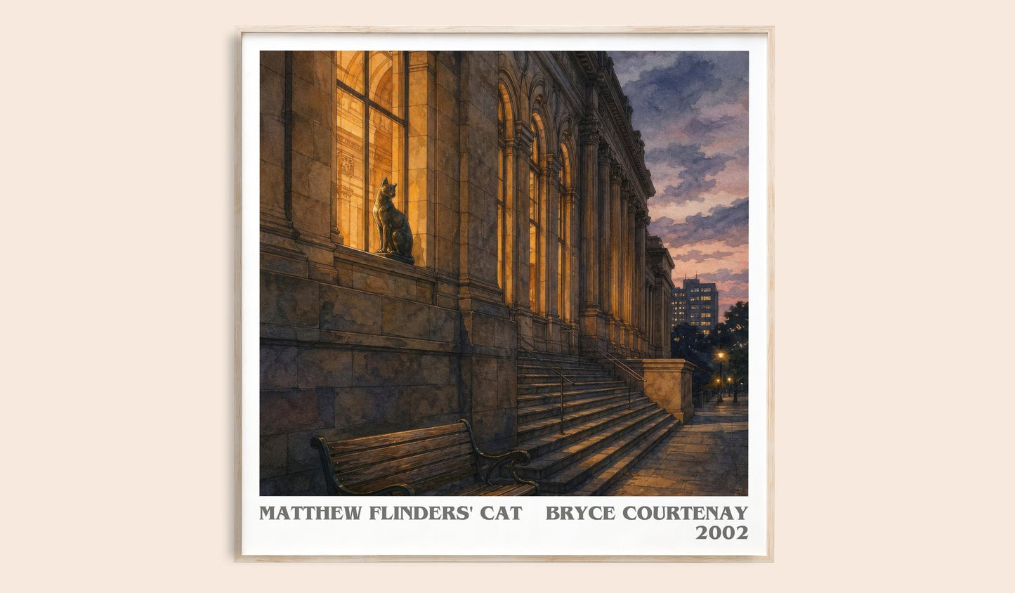 Matthew Flinders' Cat literary book poster by Bryce Courtenay – framed literary art print