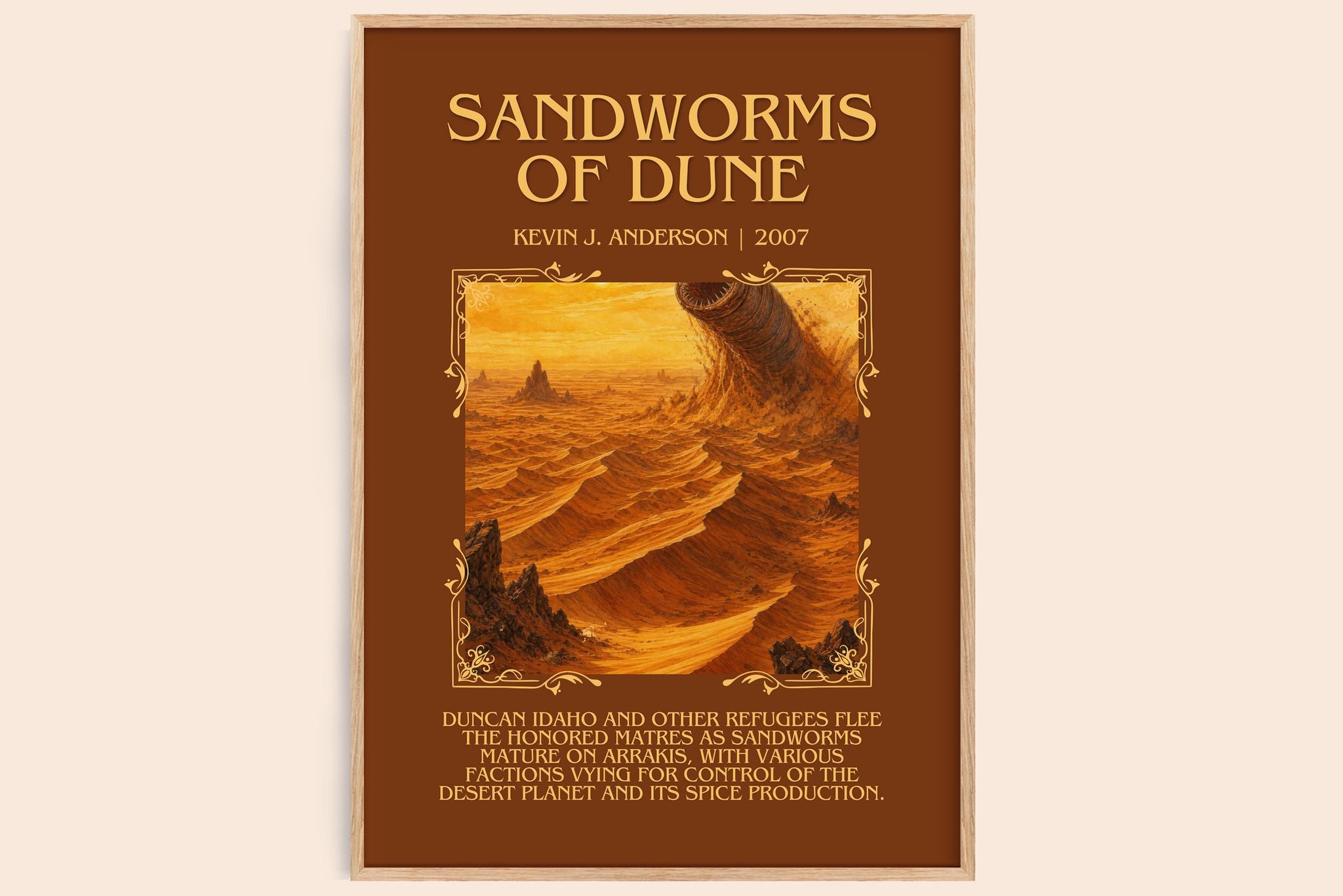 Sandworms of Dune Minimalist Book Poster by Kevin J. Anderson
