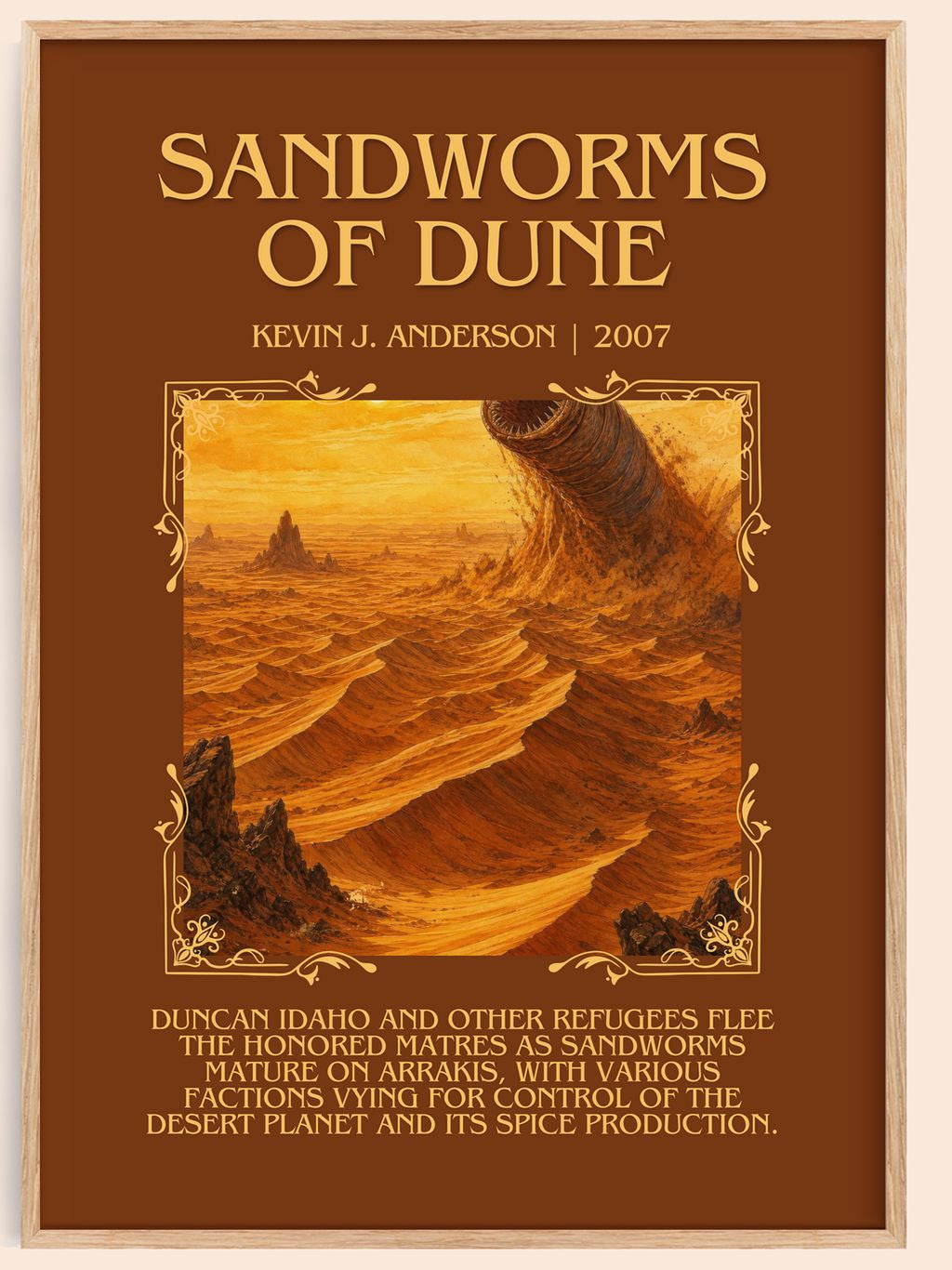 Sandworms of Dune Minimalist Book Poster by Kevin J. Anderson – book poster