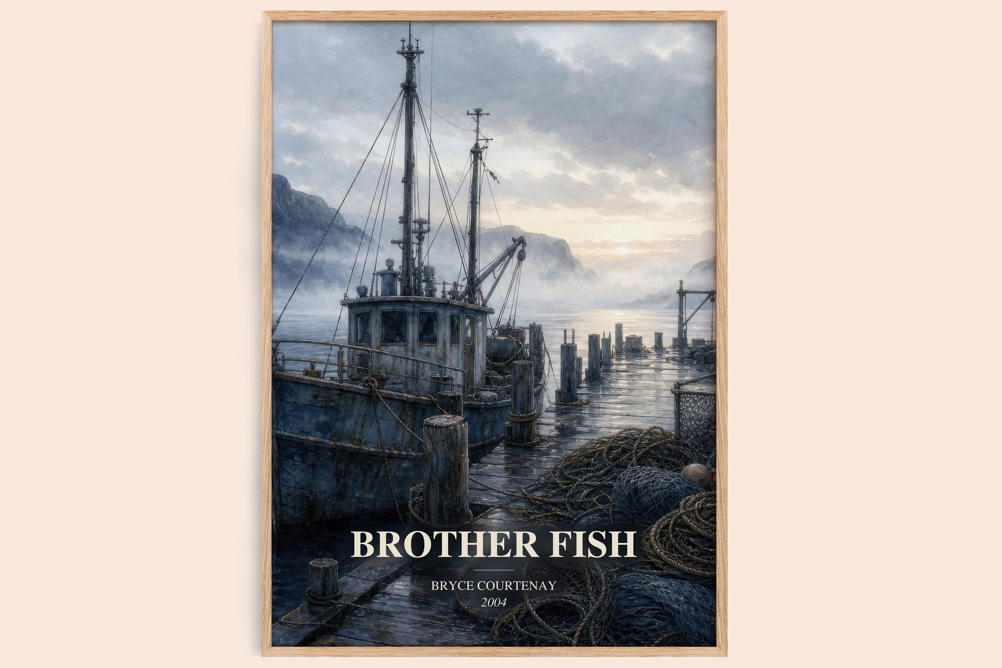 Brother Fish watercolour book poster by Bryce Courtenay – framed literary art print