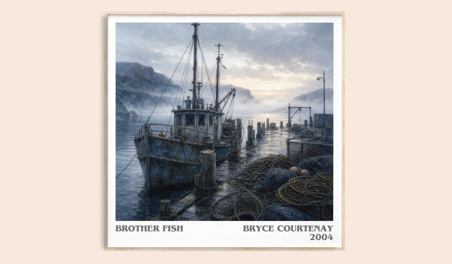 Brother Fish literary book poster by Bryce Courtenay – framed literary art print