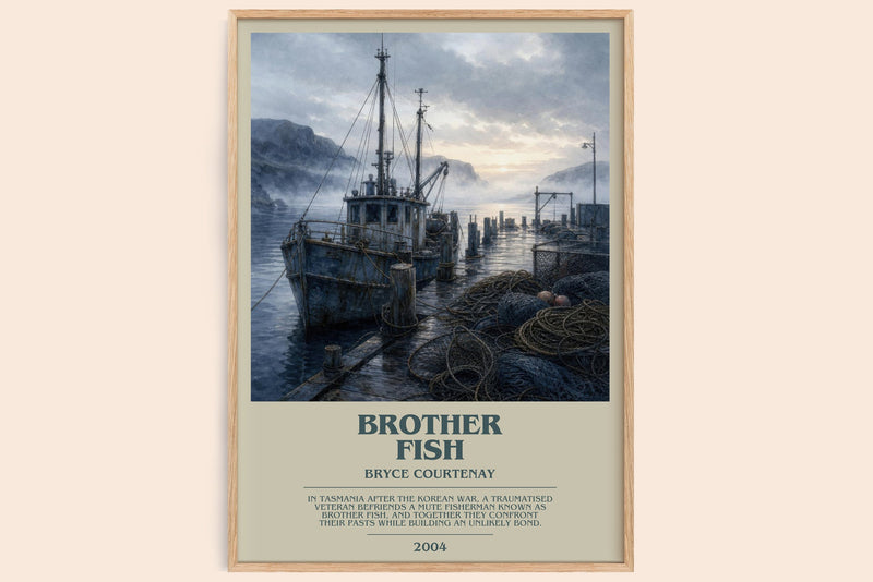 Brother Fish bookish book poster by Bryce Courtenay – framed literary art print