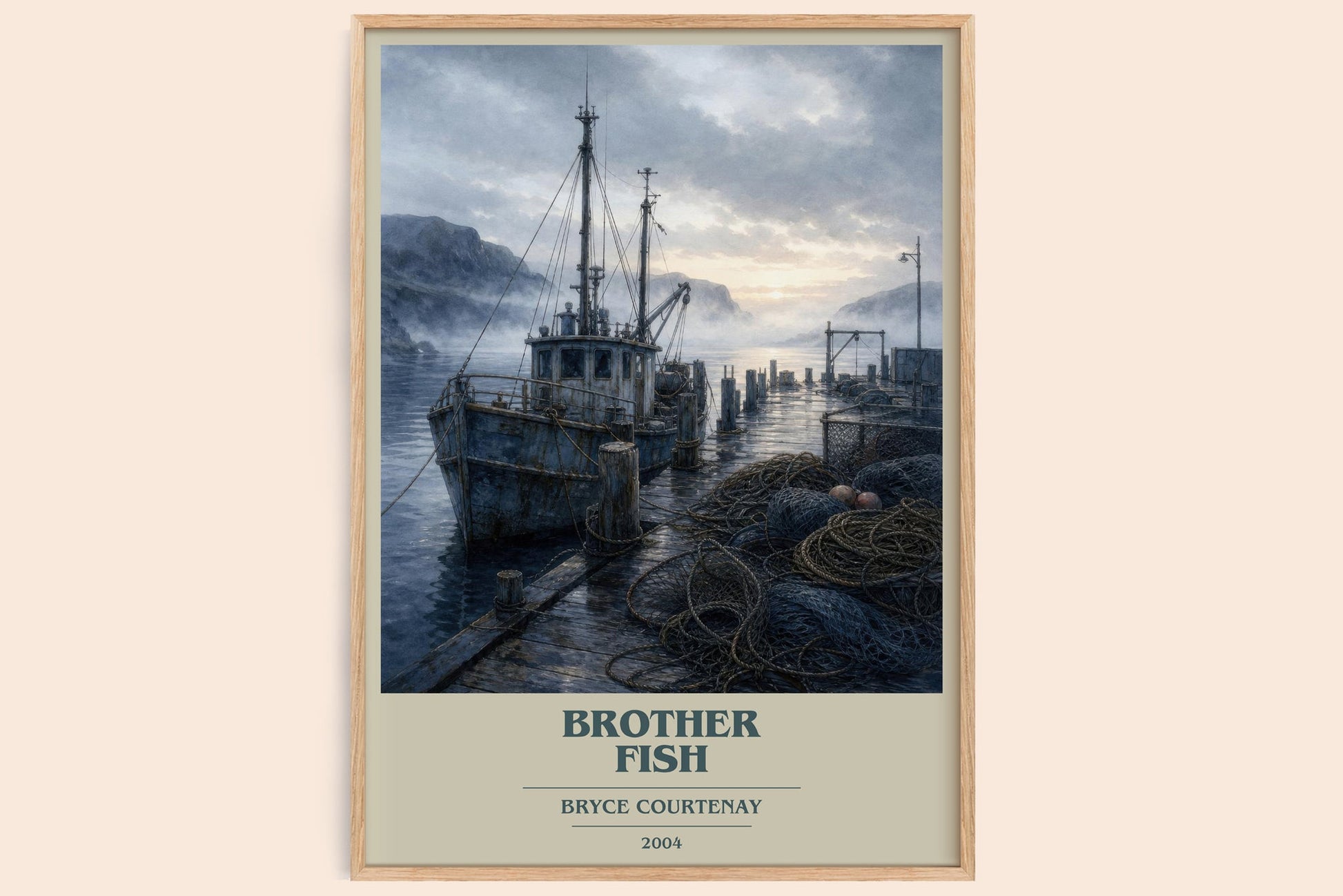 Brother Fish book cover book poster by Bryce Courtenay – framed literary art print