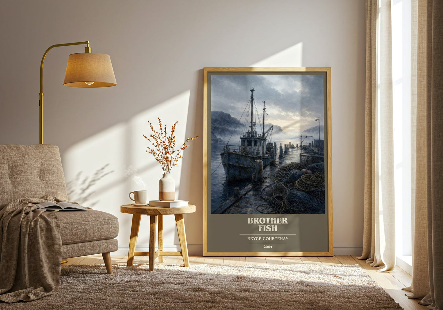 Brother Fish book cover print on bookshelf – Bryce Courtenay fan gift