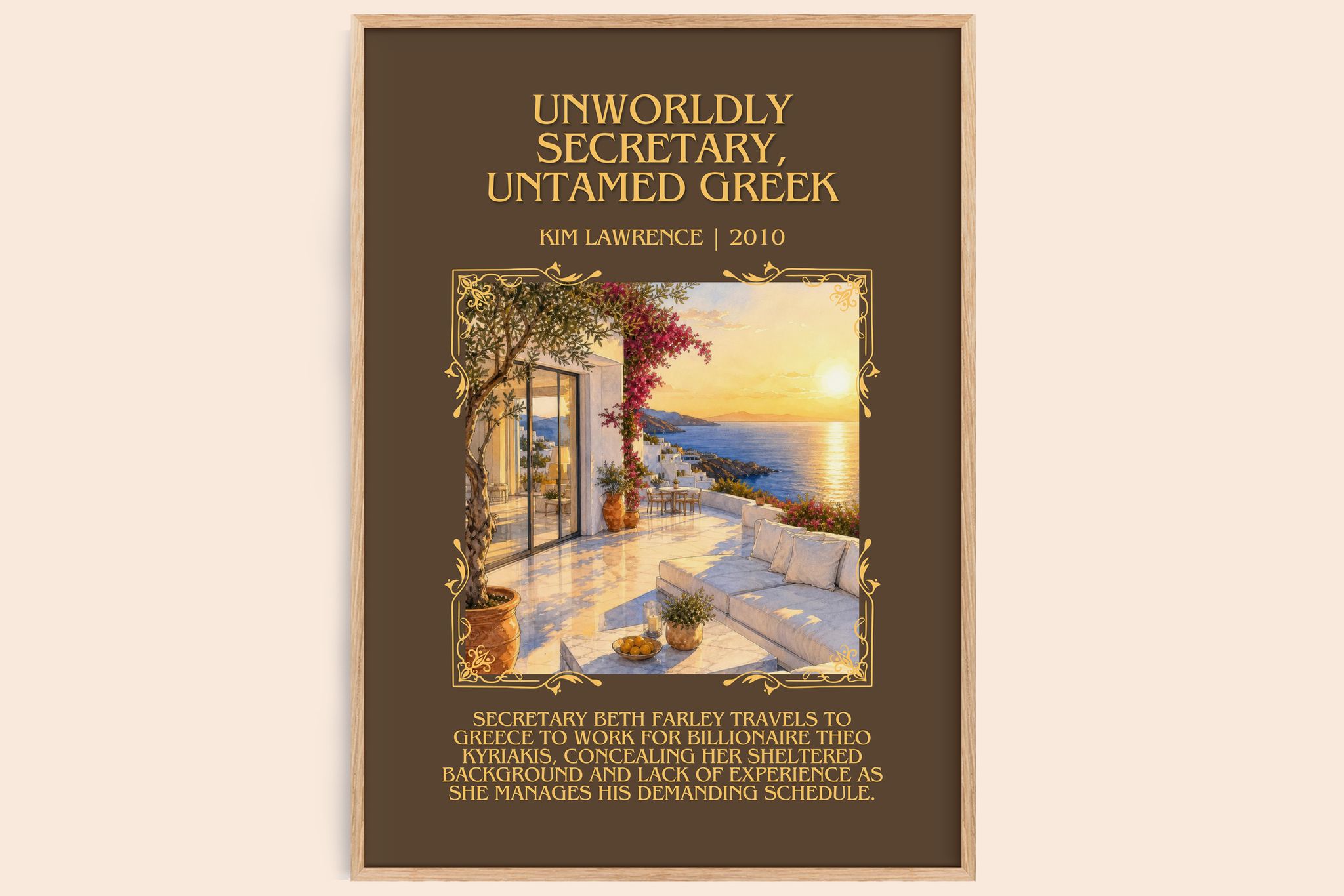 Unworldly Secretary, Untamed Greek Minimalist Book Poster by Kim Lawrence