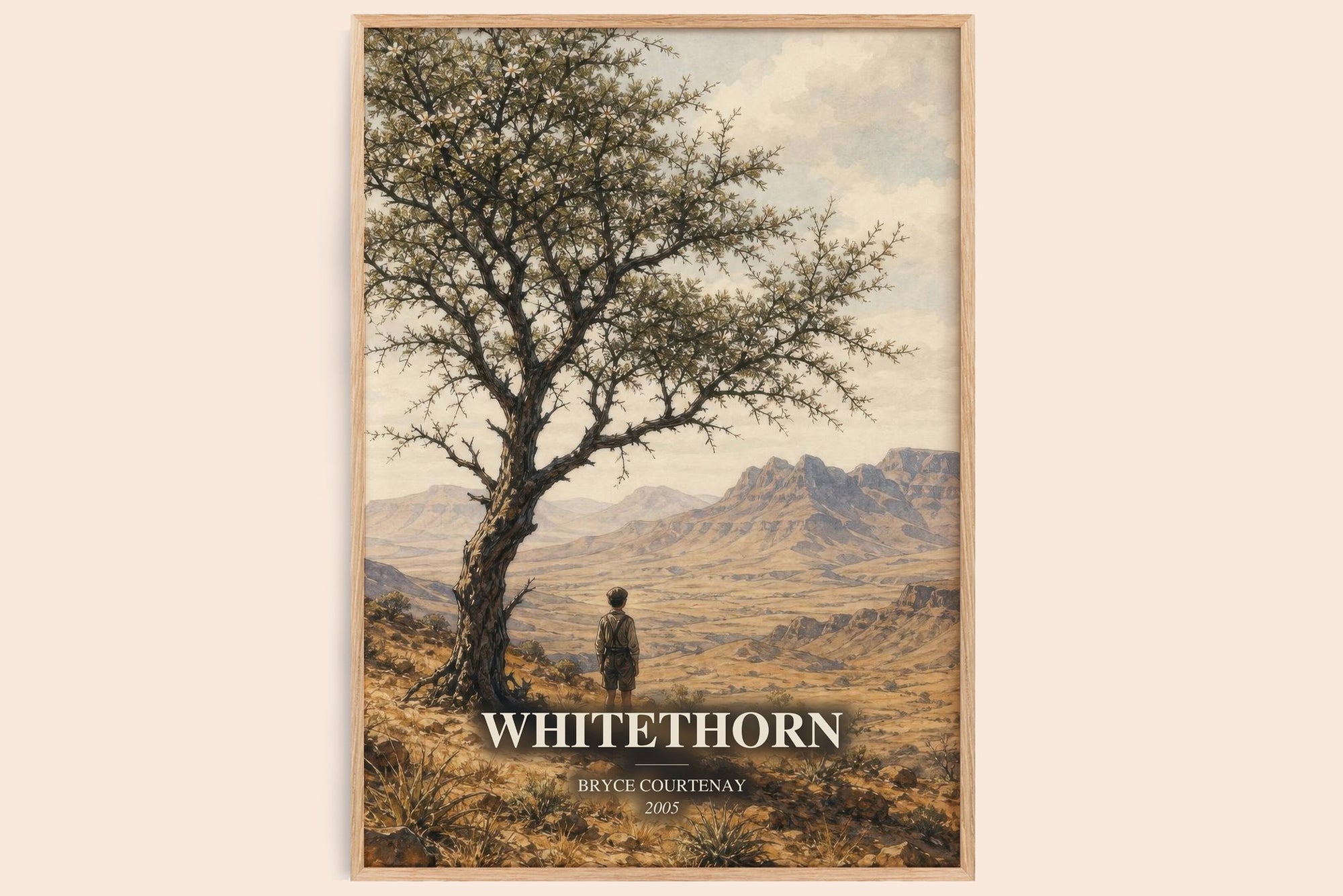 Whitethorn watercolour book poster by Bryce Courtenay – framed literary art print