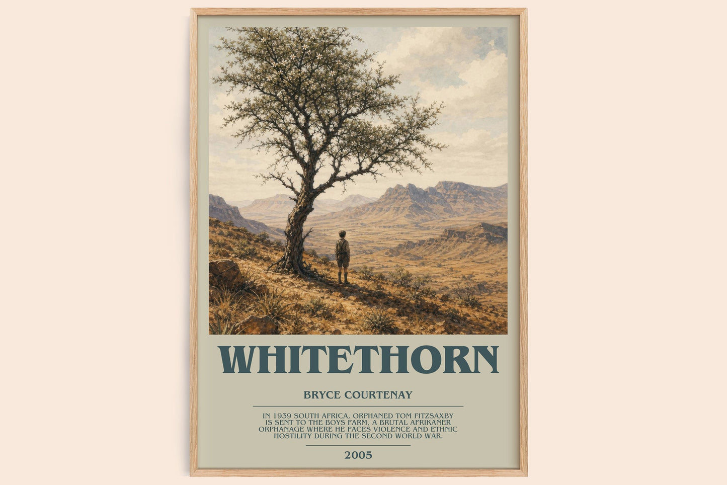 Whitethorn bookish book poster by Bryce Courtenay – framed literary art print
