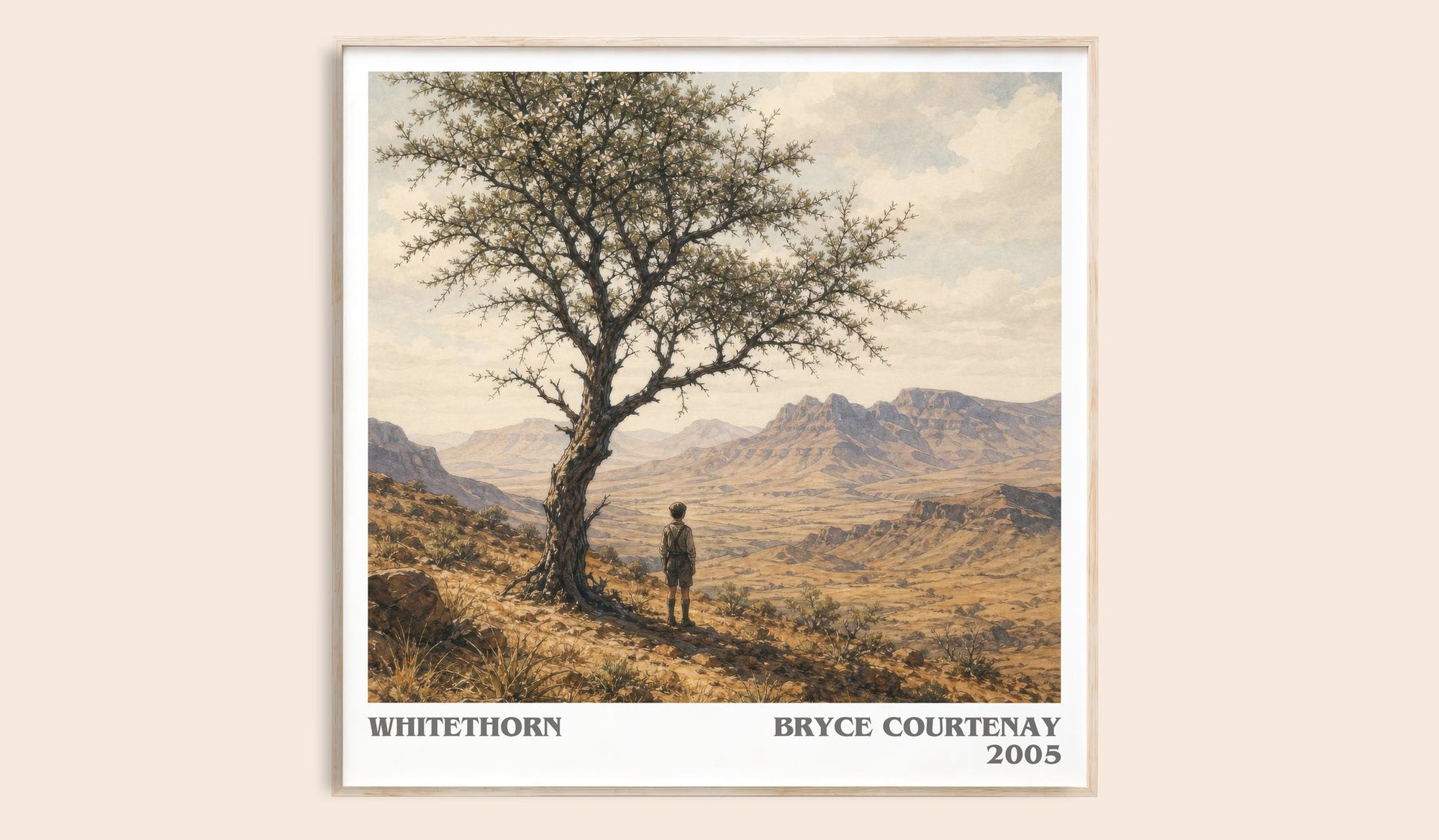 Whitethorn literary book poster by Bryce Courtenay – framed literary art print