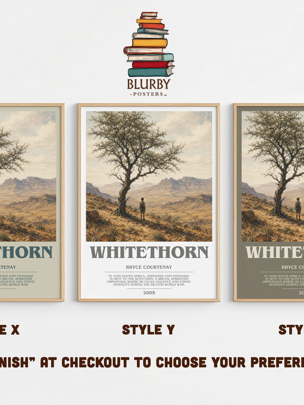 Whitethorn bookish print in frame leaning in hallway – historical fiction wall art