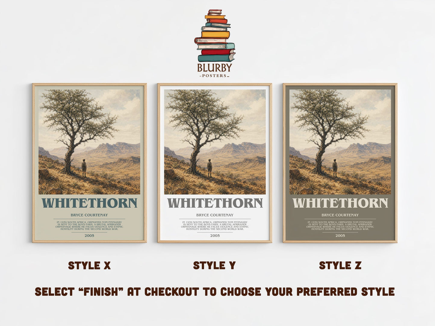 Whitethorn bookish print in frame leaning in hallway – historical fiction wall art