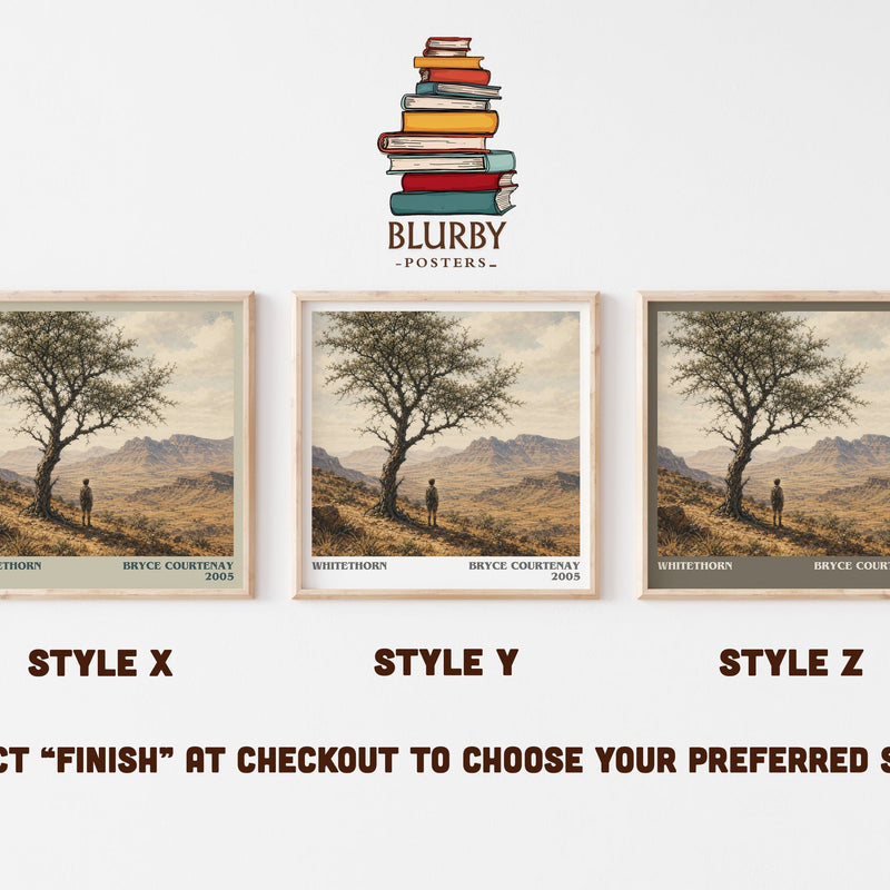 Whitethorn literary print in frame leaning in hallway – historical fiction wall art