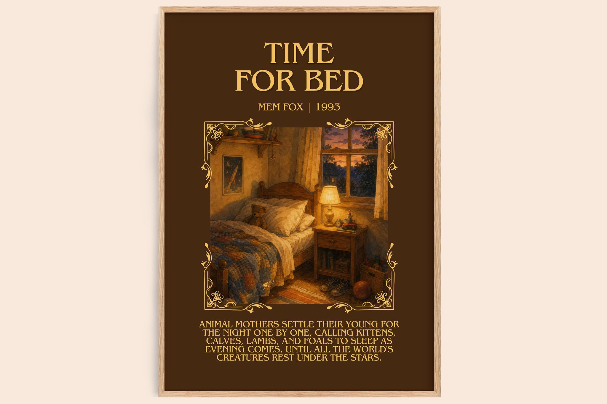 Time for Bed Minimalist Book Poster by Mem Fox