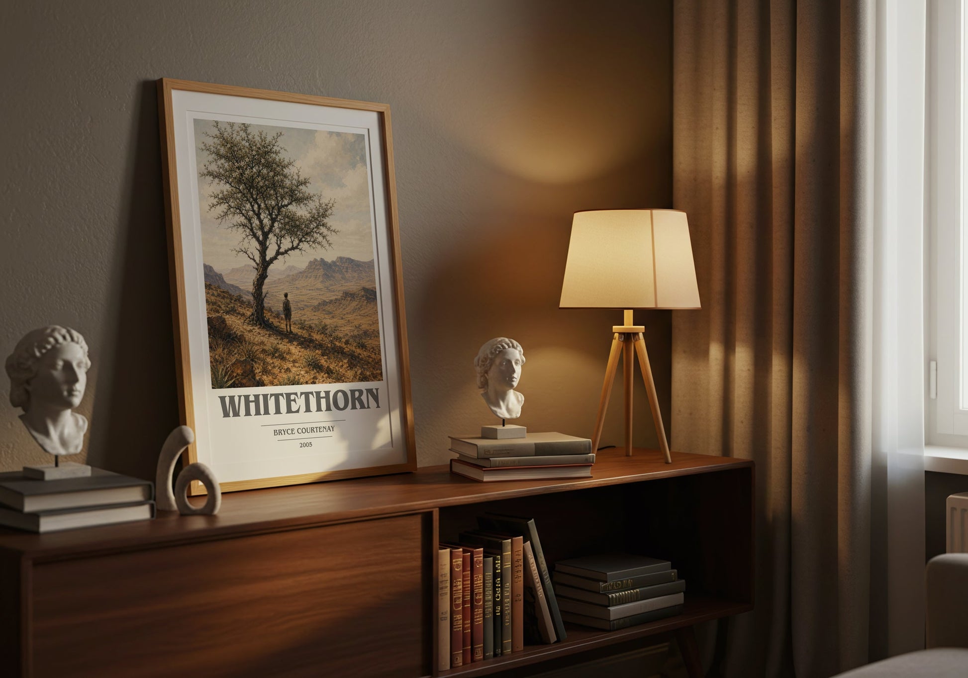 Whitethorn book cover book poster framed on wall – historical fiction wall art