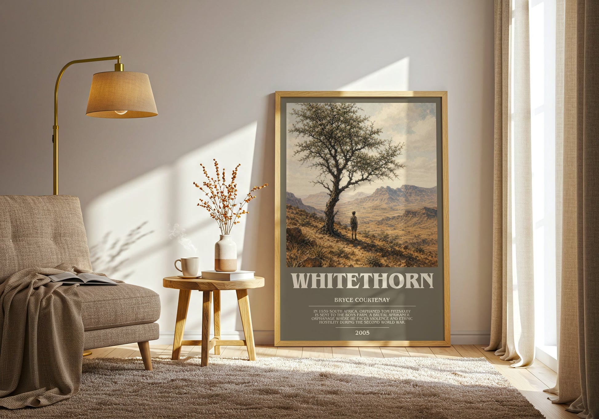 Whitethorn bookish print on bookshelf – Bryce Courtenay fan gift