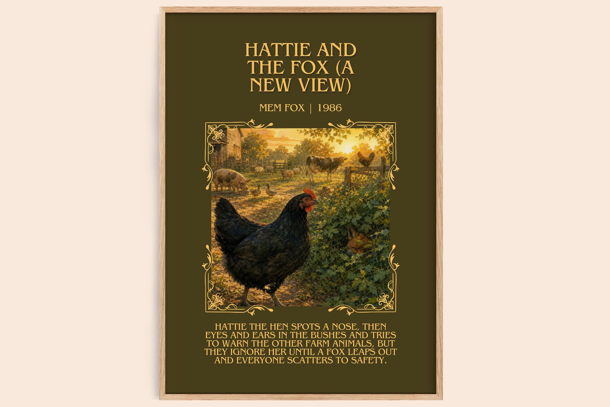 Hattie and the fox (A New View) Minimalist Book Poster by Mem Fox