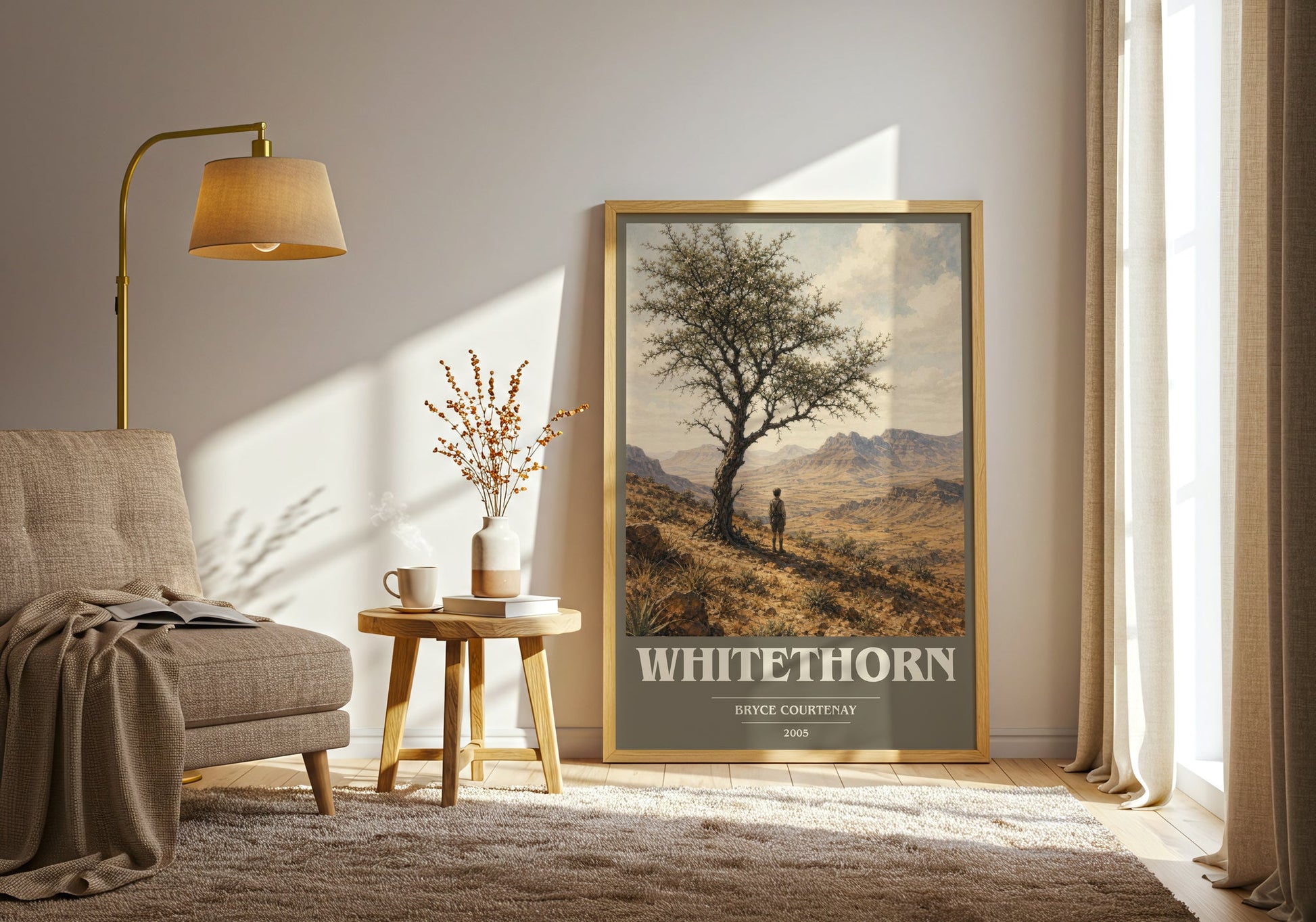 Whitethorn book cover print on bookshelf – Bryce Courtenay fan gift