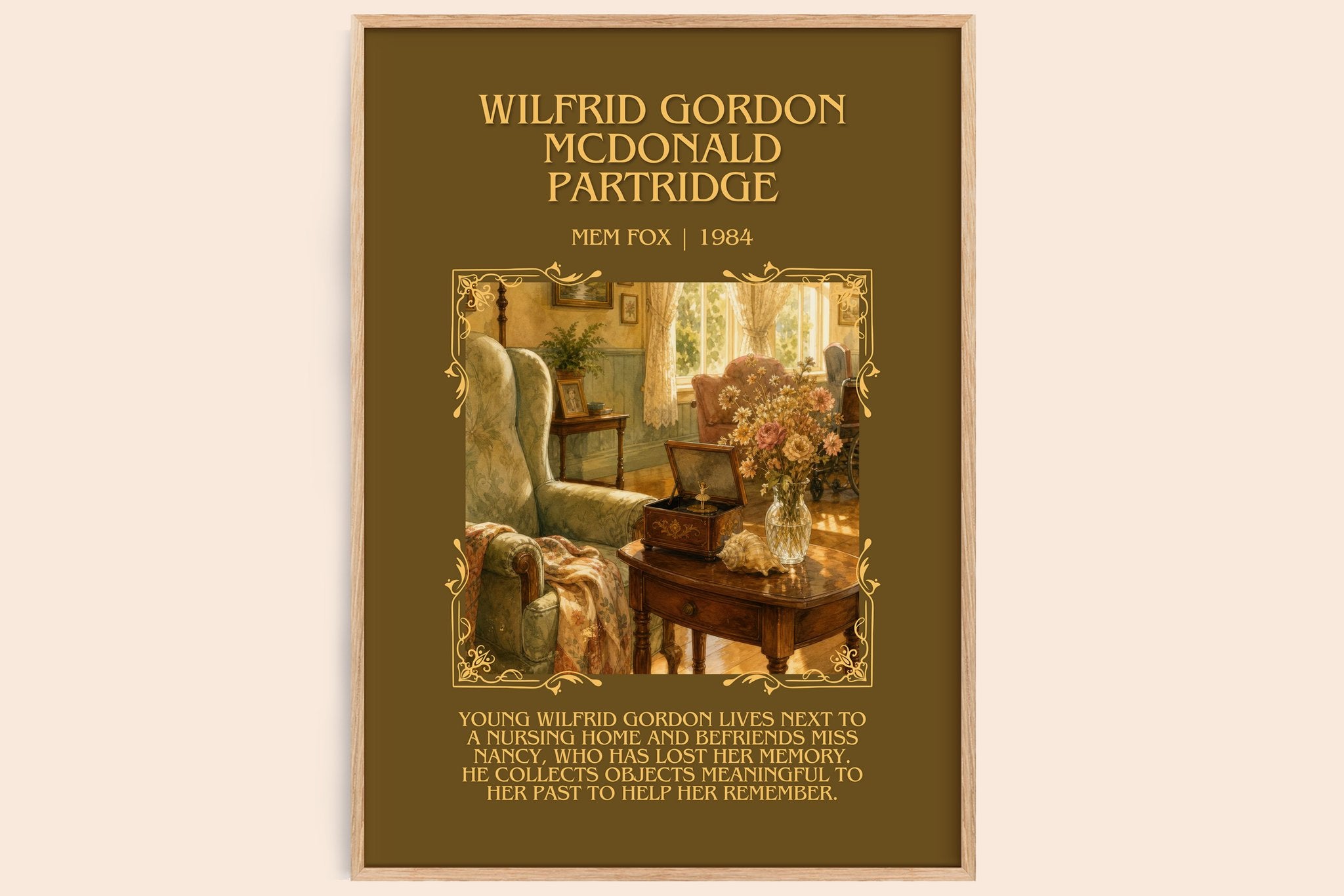Wilfrid Gordon McDonald Partridge Minimalist Book Poster by Mem Fox