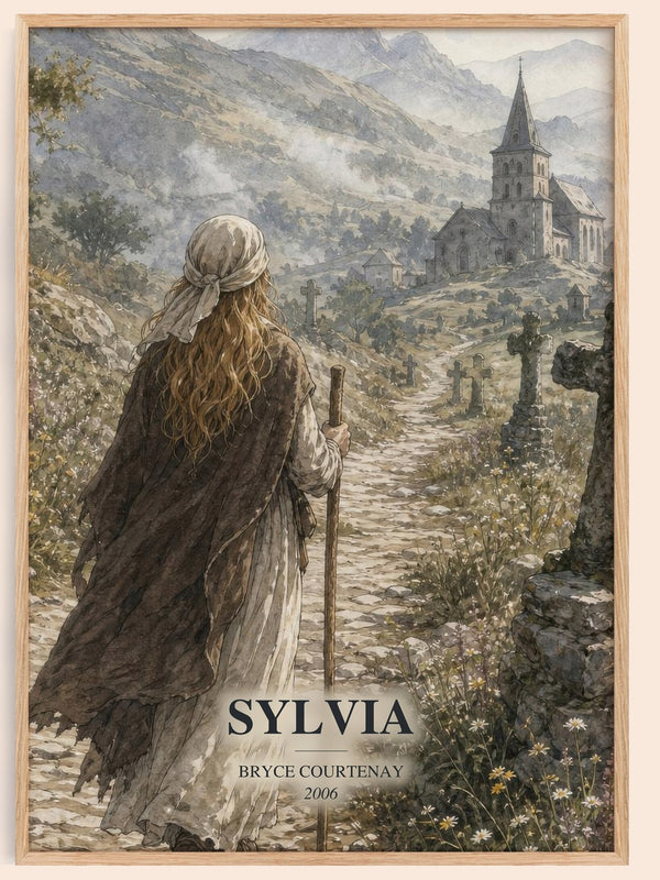 Sylvia watercolour book poster by Bryce Courtenay – framed literary art print