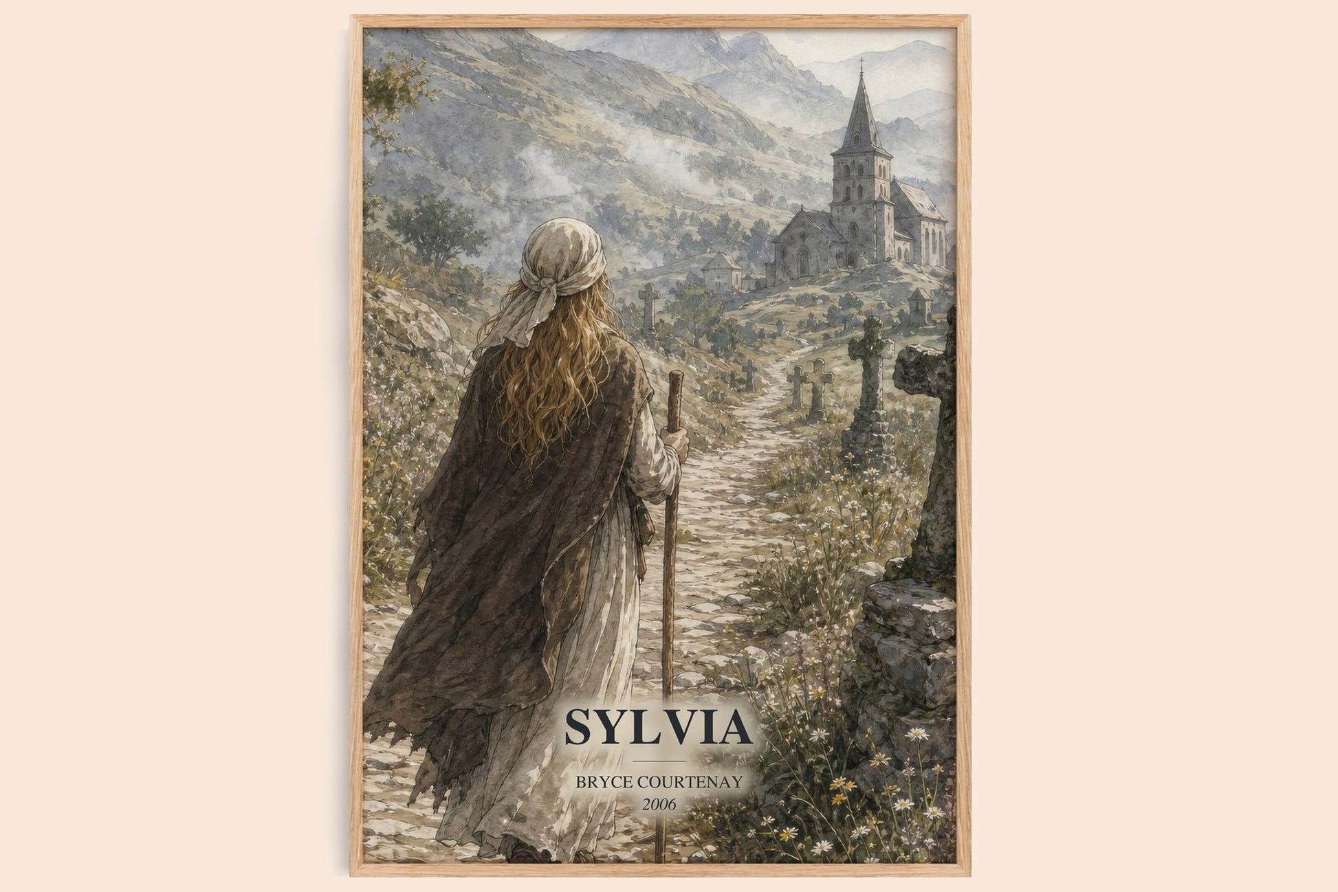 Sylvia watercolour book poster by Bryce Courtenay – framed literary art print