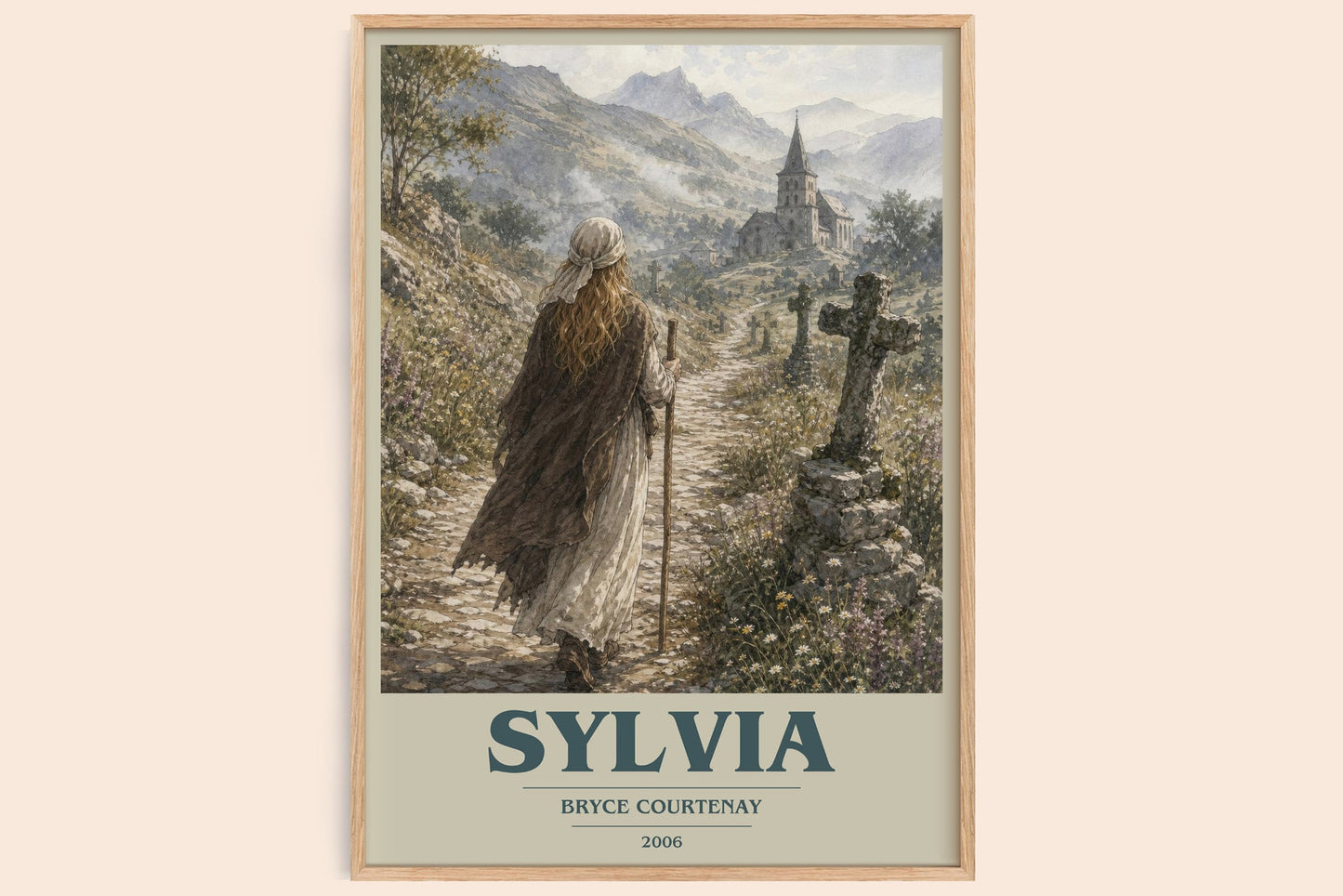 Sylvia book cover book poster by Bryce Courtenay – framed literary art print