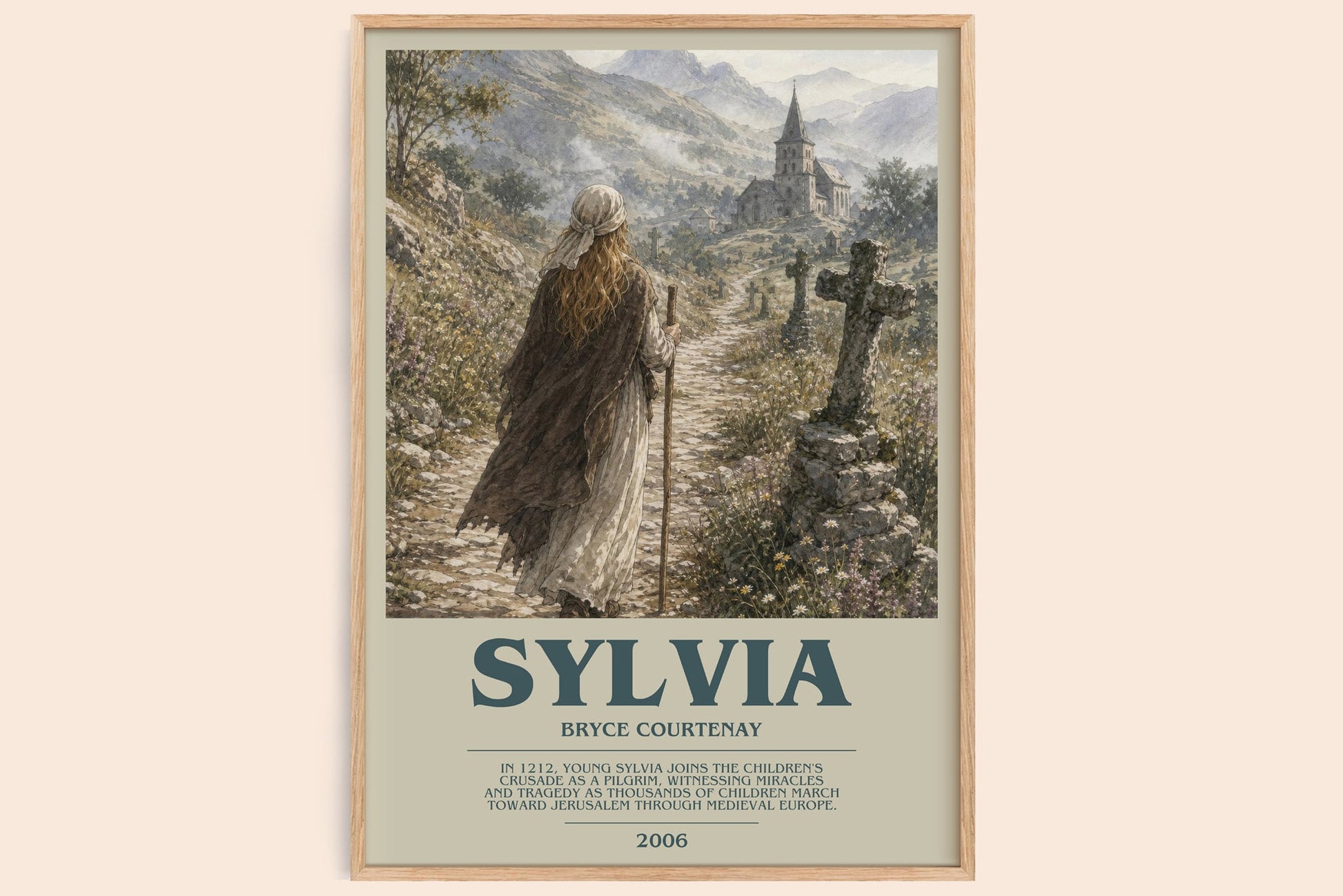 Sylvia bookish book poster by Bryce Courtenay – framed literary art print