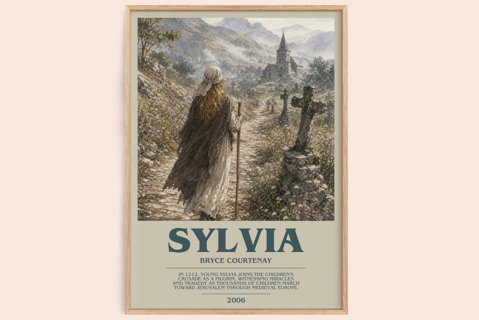 Sylvia bookish book poster by Bryce Courtenay – framed literary art print
