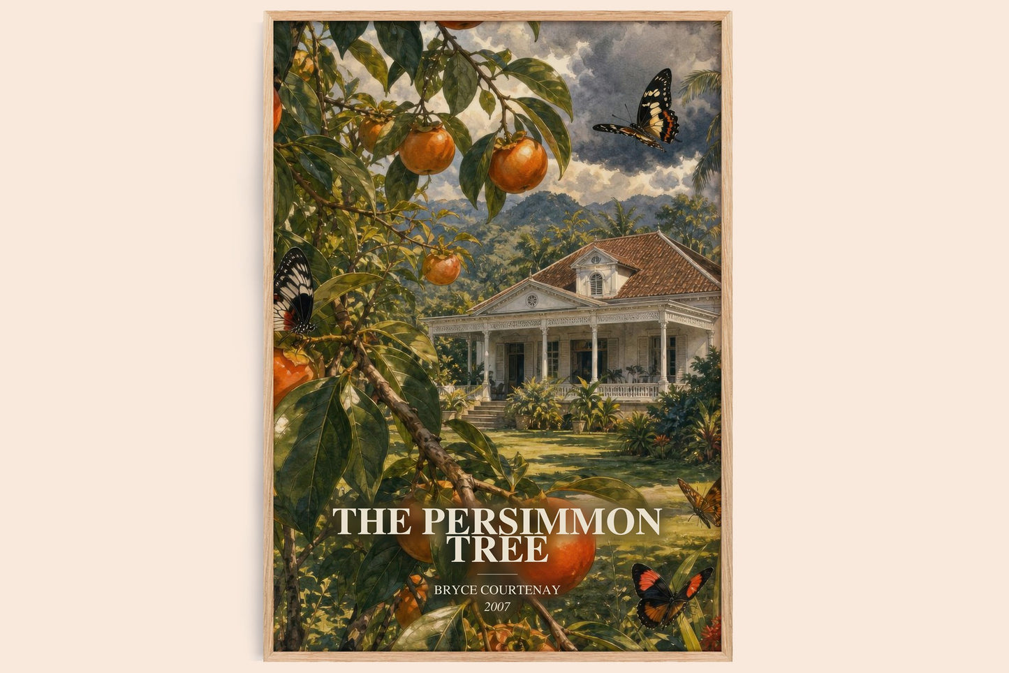 The Persimmon Tree watercolour book poster by Bryce Courtenay – framed literary art print