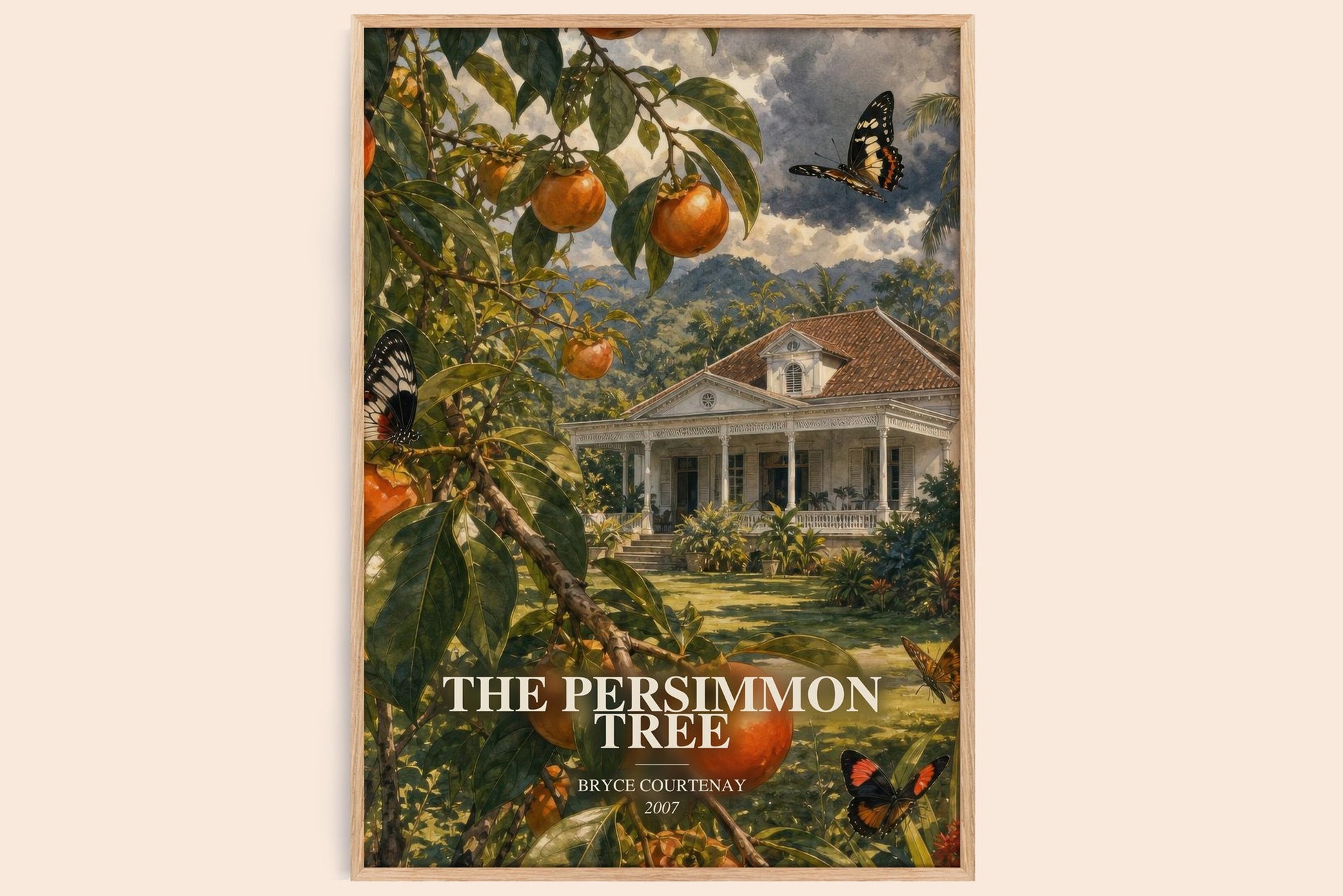The Persimmon Tree watercolour book poster by Bryce Courtenay – framed literary art print