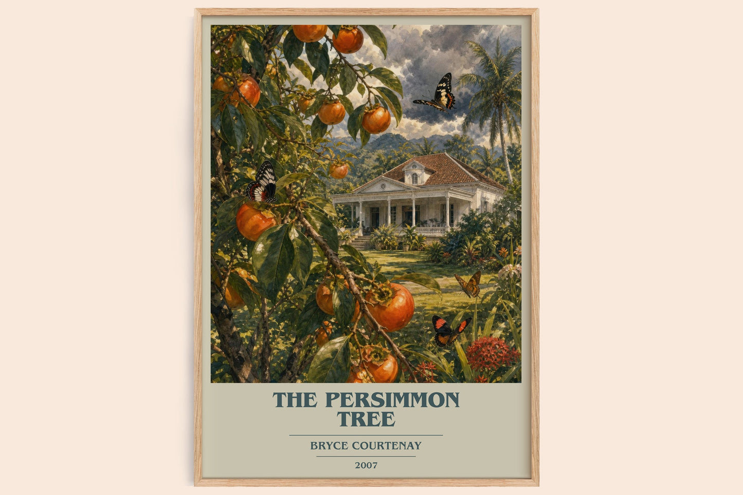 The Persimmon Tree book cover book poster by Bryce Courtenay – framed literary art print