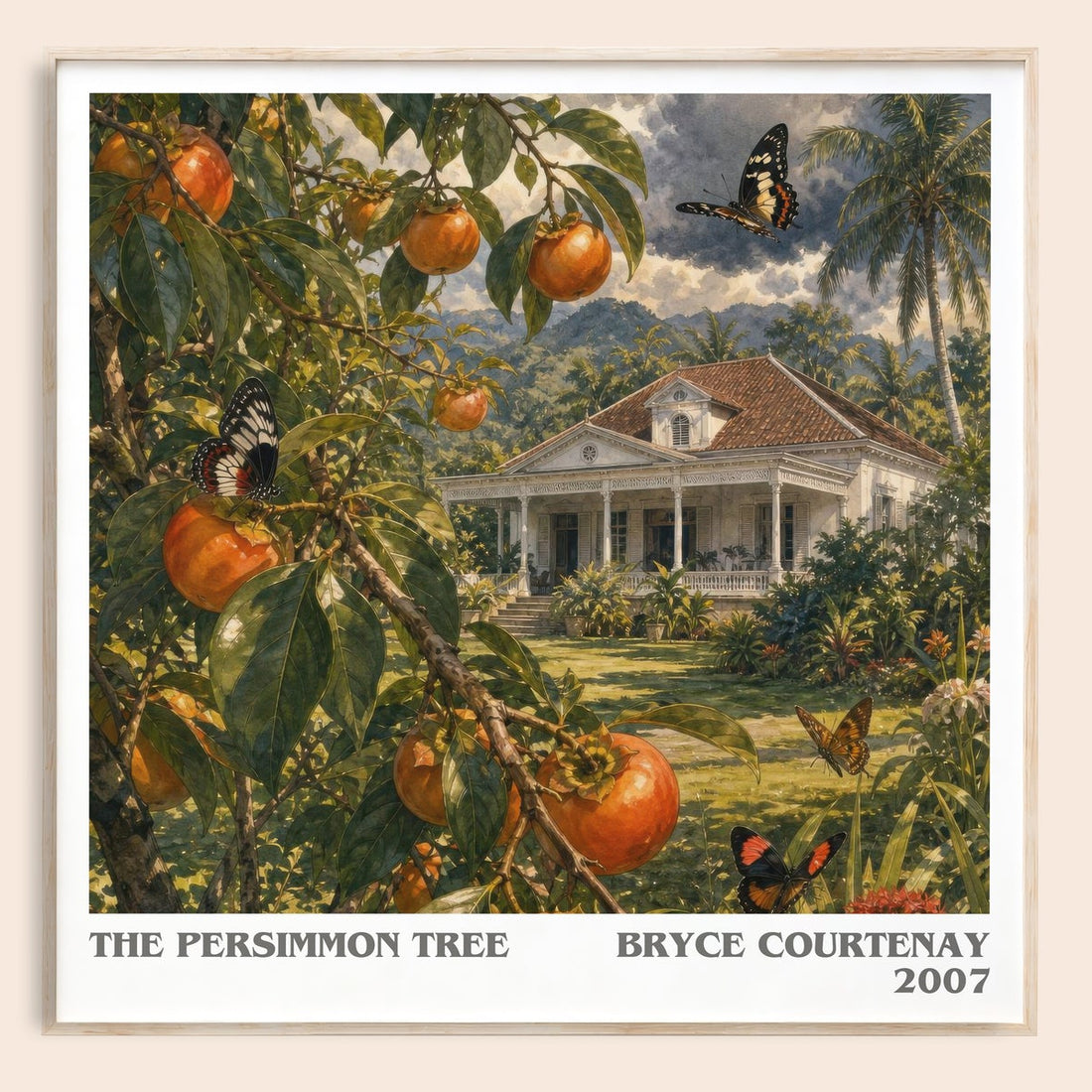 The Persimmon Tree literary book poster by Bryce Courtenay – framed literary art print